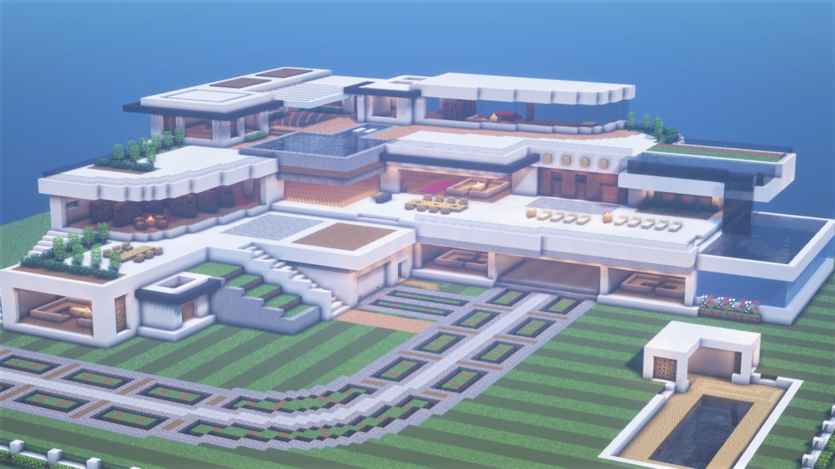 Modern mansion design (tutorial in comments) r/Minecraftbuilds