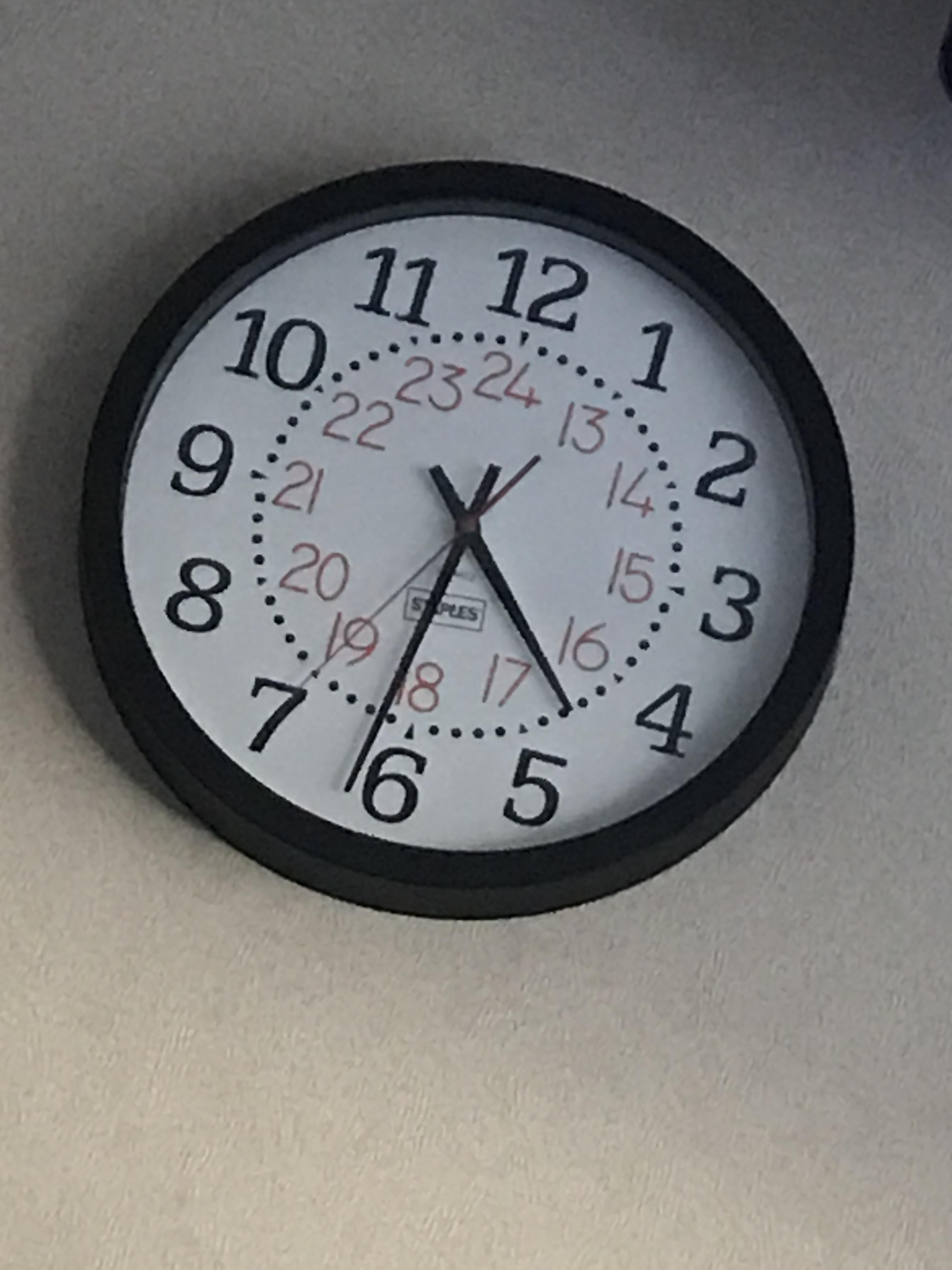 This 24 hour wall clock at the hospital. r/antiassholedesign