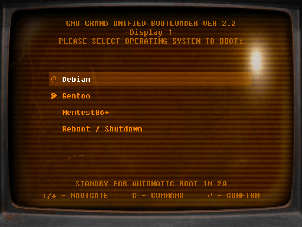 [GRUB] Amber CRT Terminal Theme r/unixporn