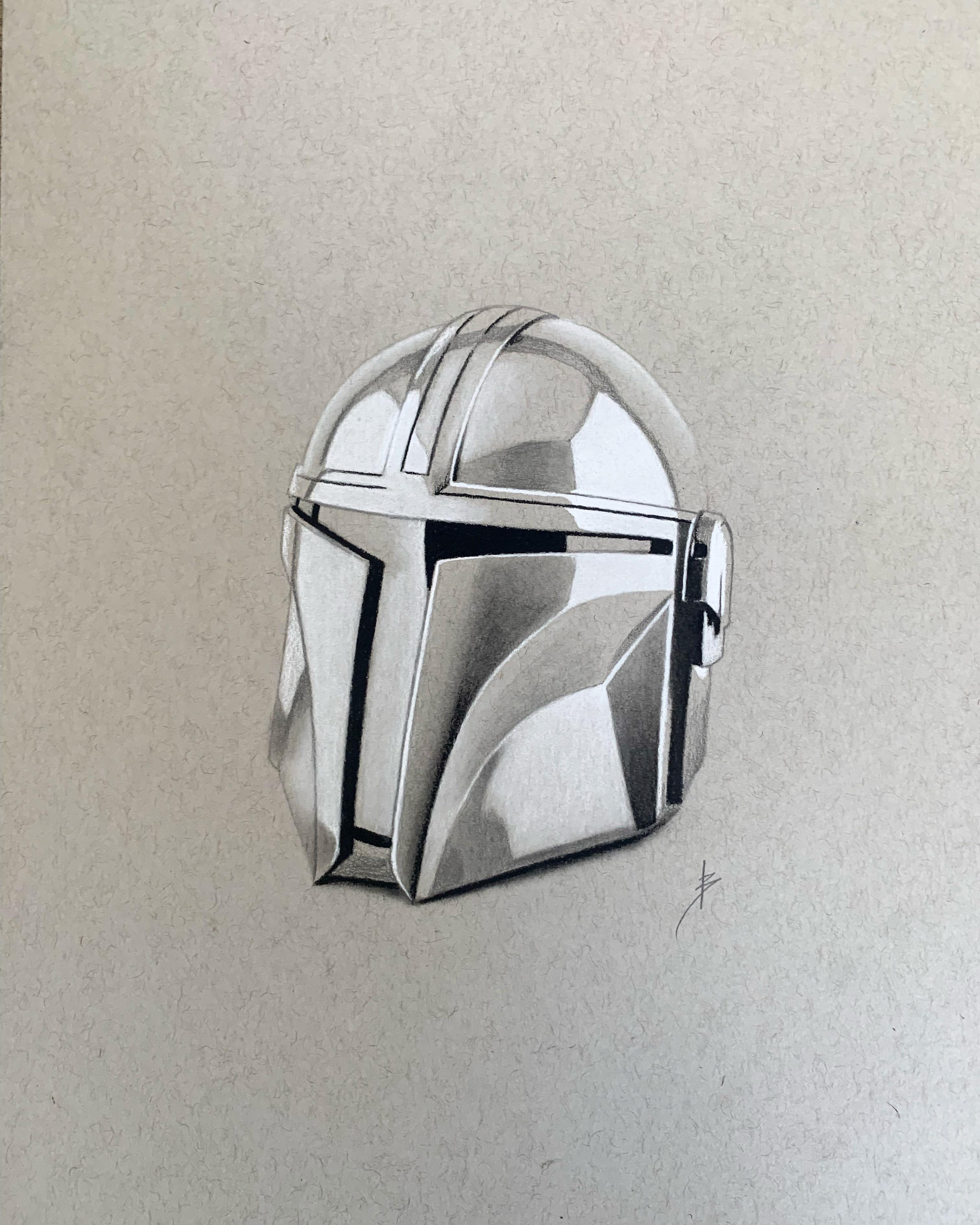 My drawing of a Mandalorian helmet r/StarWars