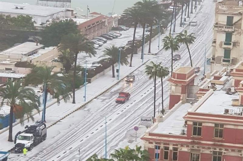 Today it snowed in Alexandria, Egypt r/interestingasfuck