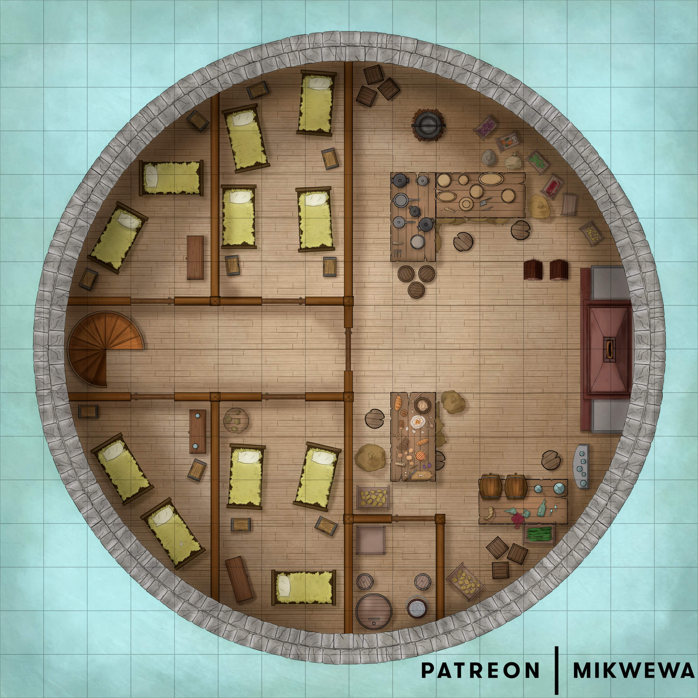 [OC] Tower Kitchen & Staff Quarters [16x16] Happy Thanksgiving! Roll20