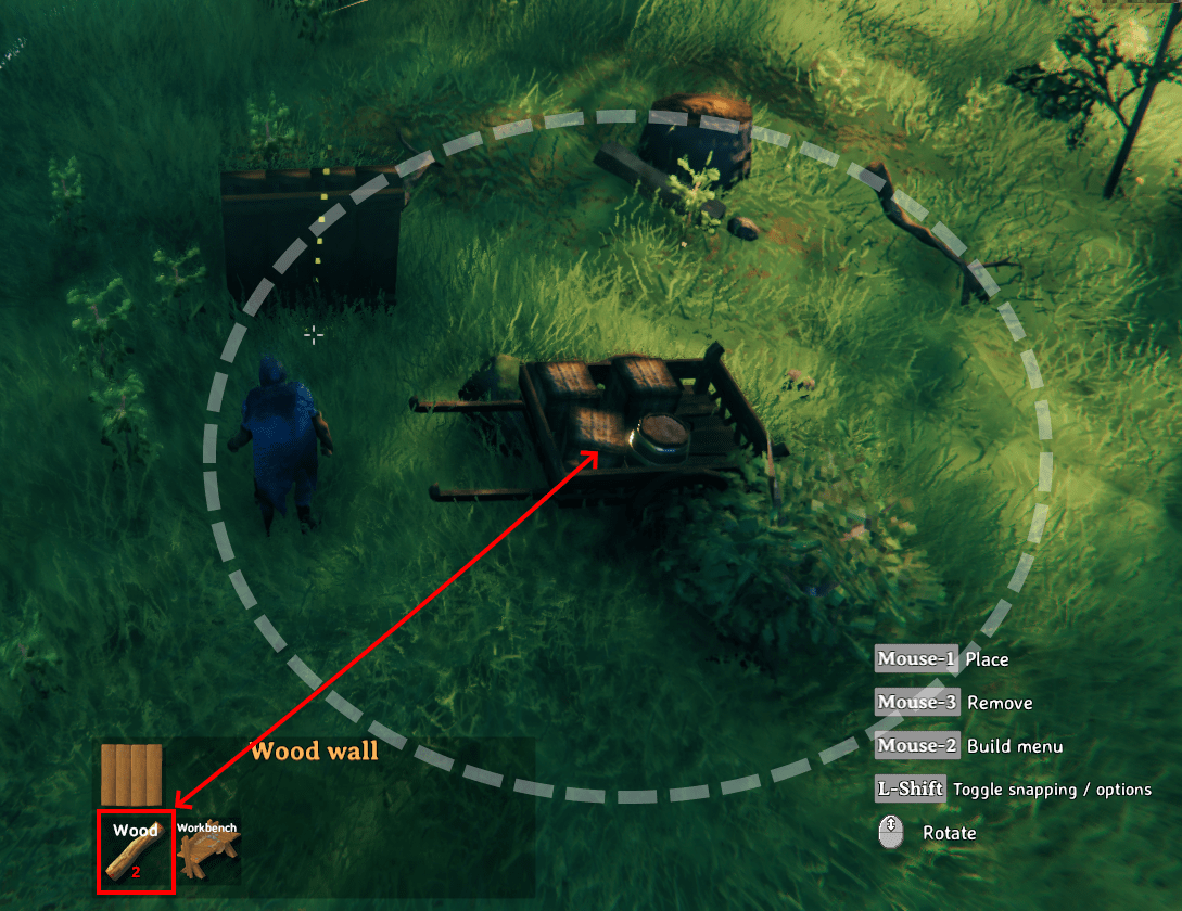 Idea Able to build with materials that are inside a nearby cart. This