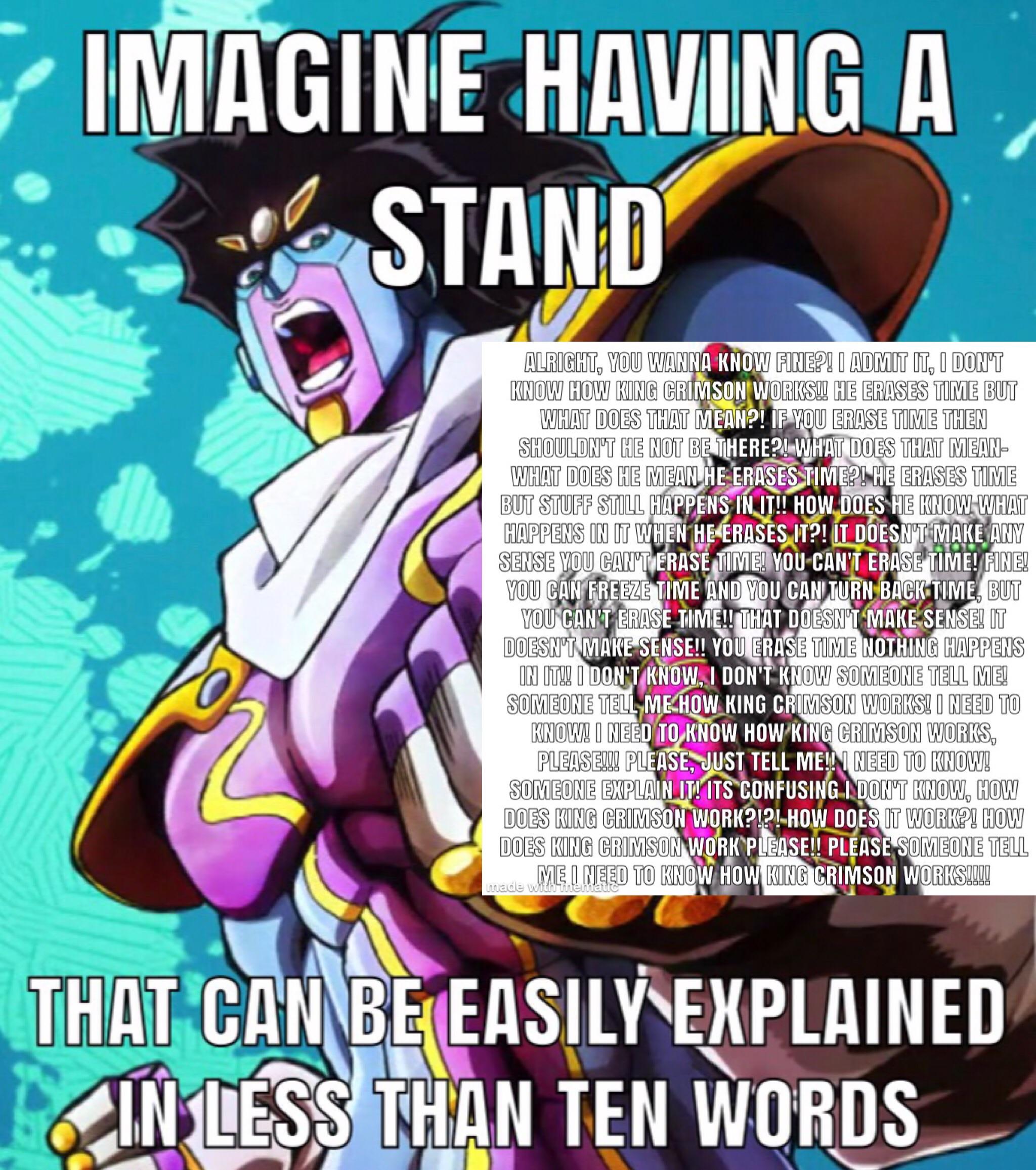 Le timebased villain stand has arrived r/ShitPostCrusaders