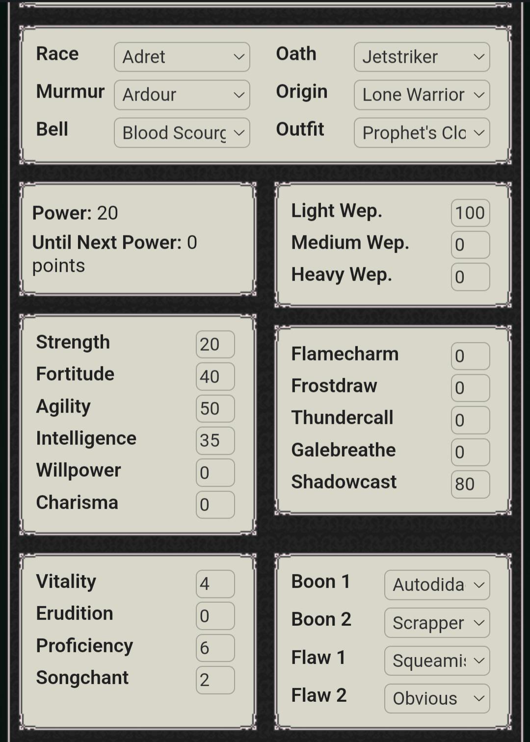 Shadowcast light build r/deepwoken