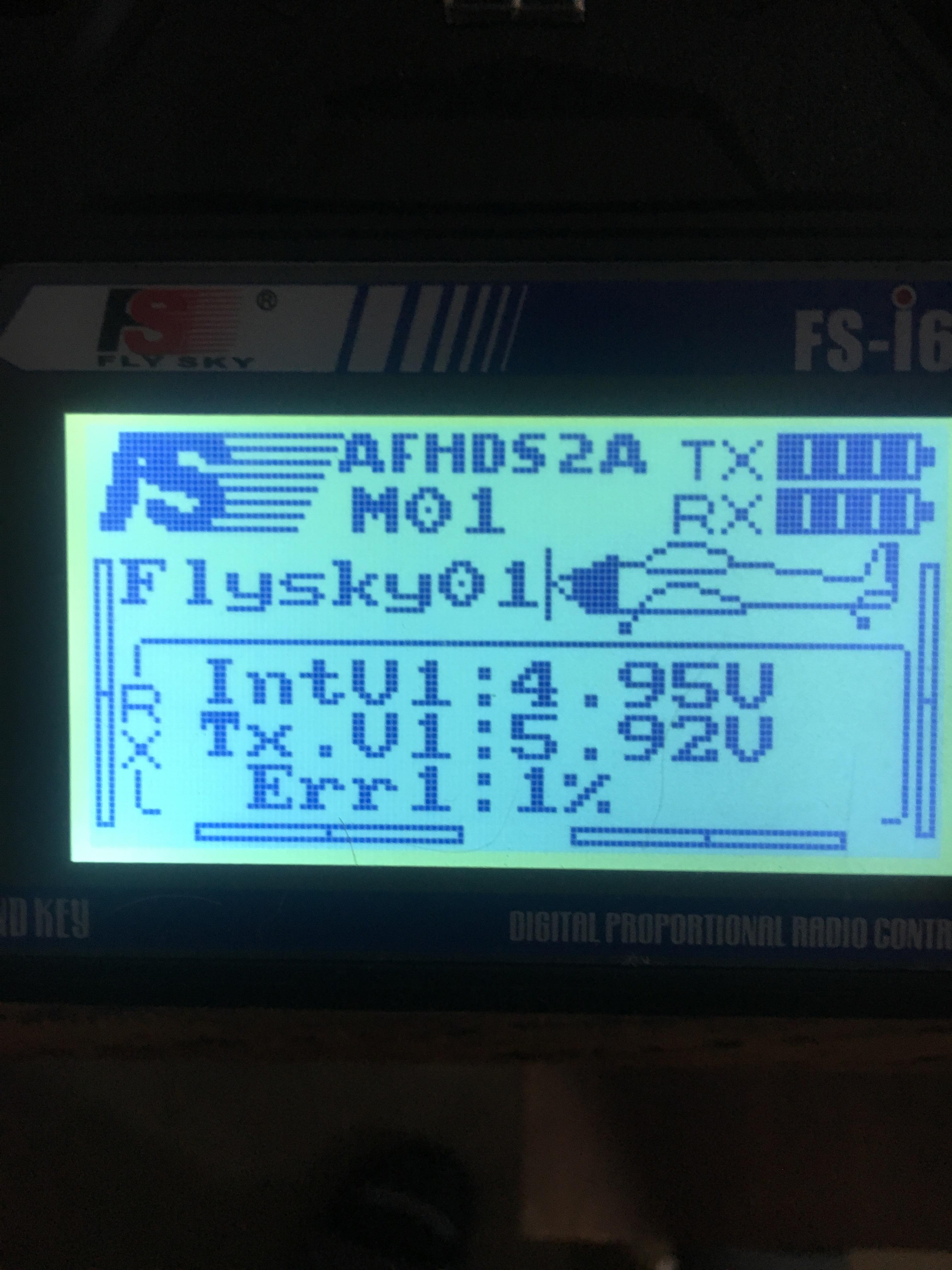 Flysky FSi6 ERR1 what does this mean? Drone will not