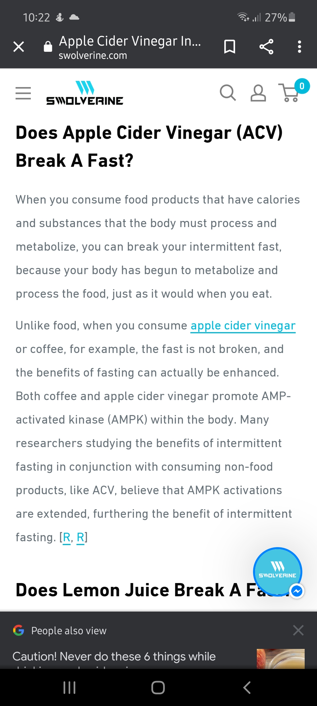 I drank a tablespoon of mother apple cider vinegar with lukewarm water