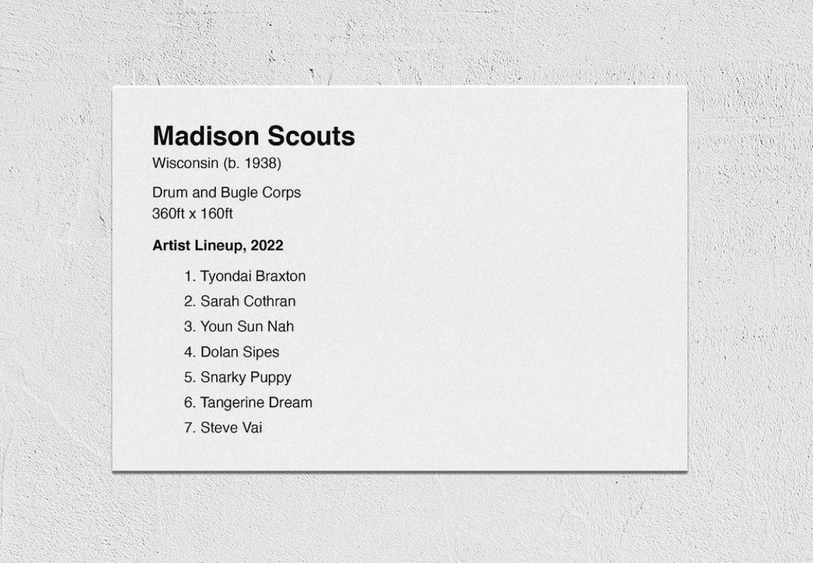 Madison Scouts 2022 artist lineup! r/drumcorps
