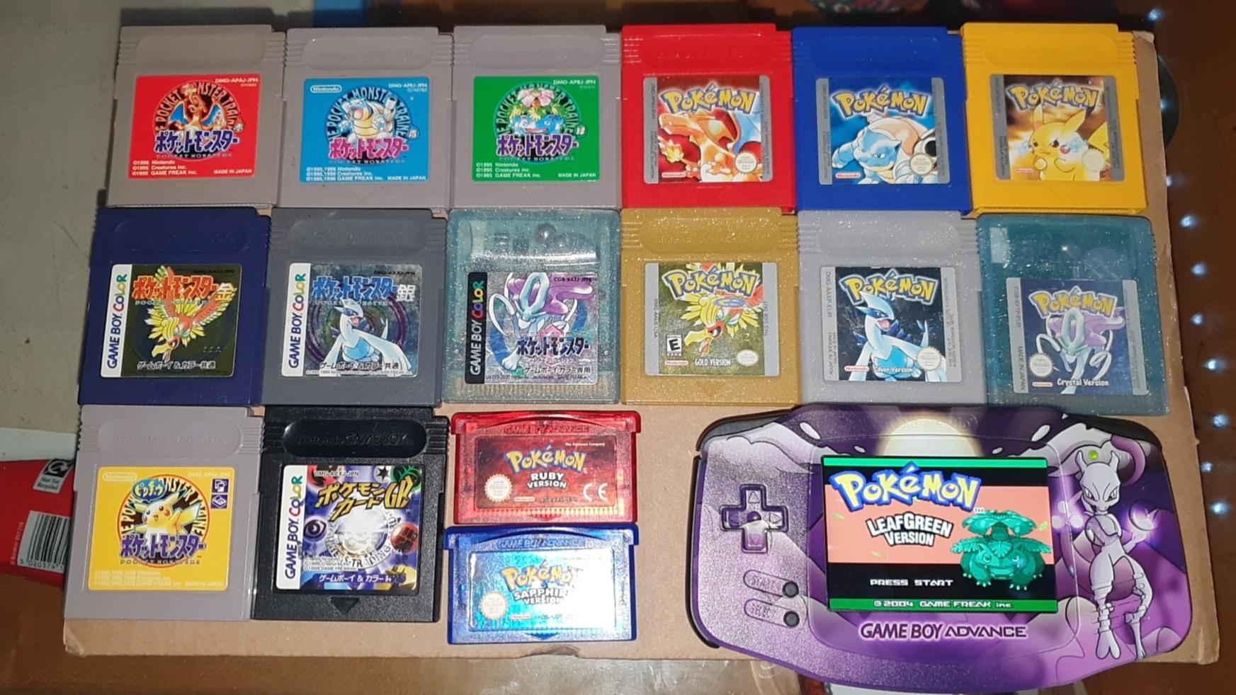 My Gameboy Pokemon collection and my Modded Gameboy Advance with IPS