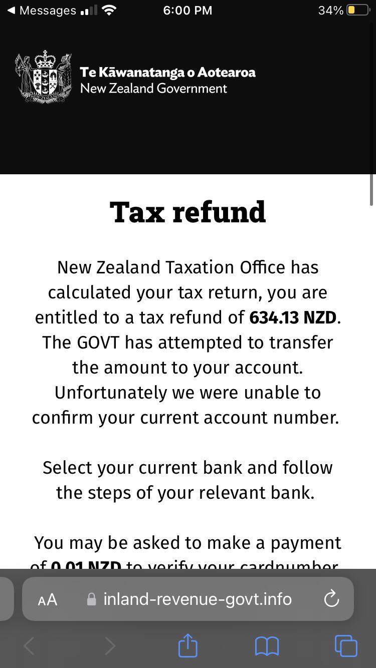 TAX RETURN SCAM r/Wellington