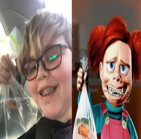 My mom said I looked like darla from finding Nemo when I showed her me