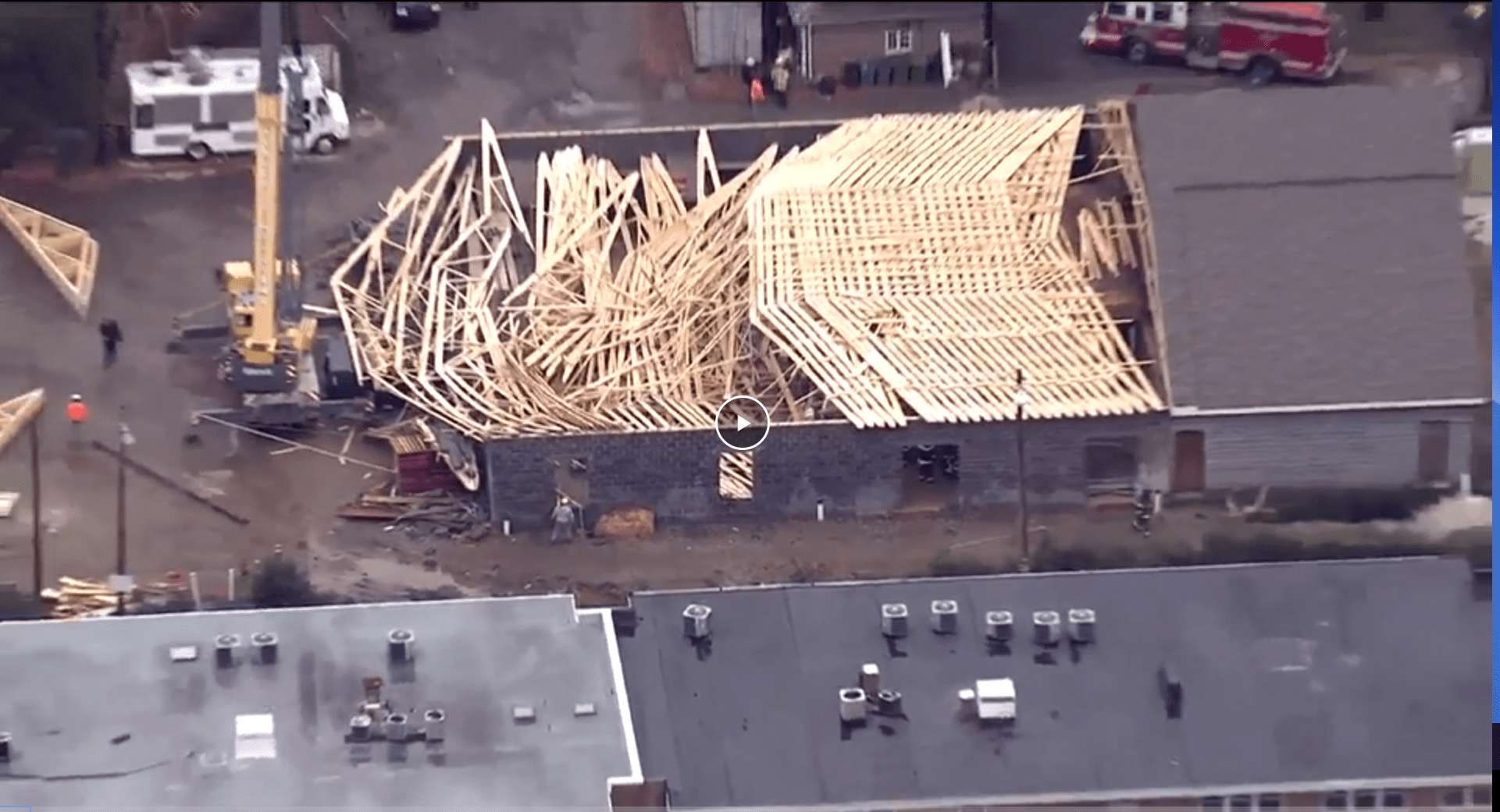 Roof truss collapse of building under construction Baltimore 11/13/18