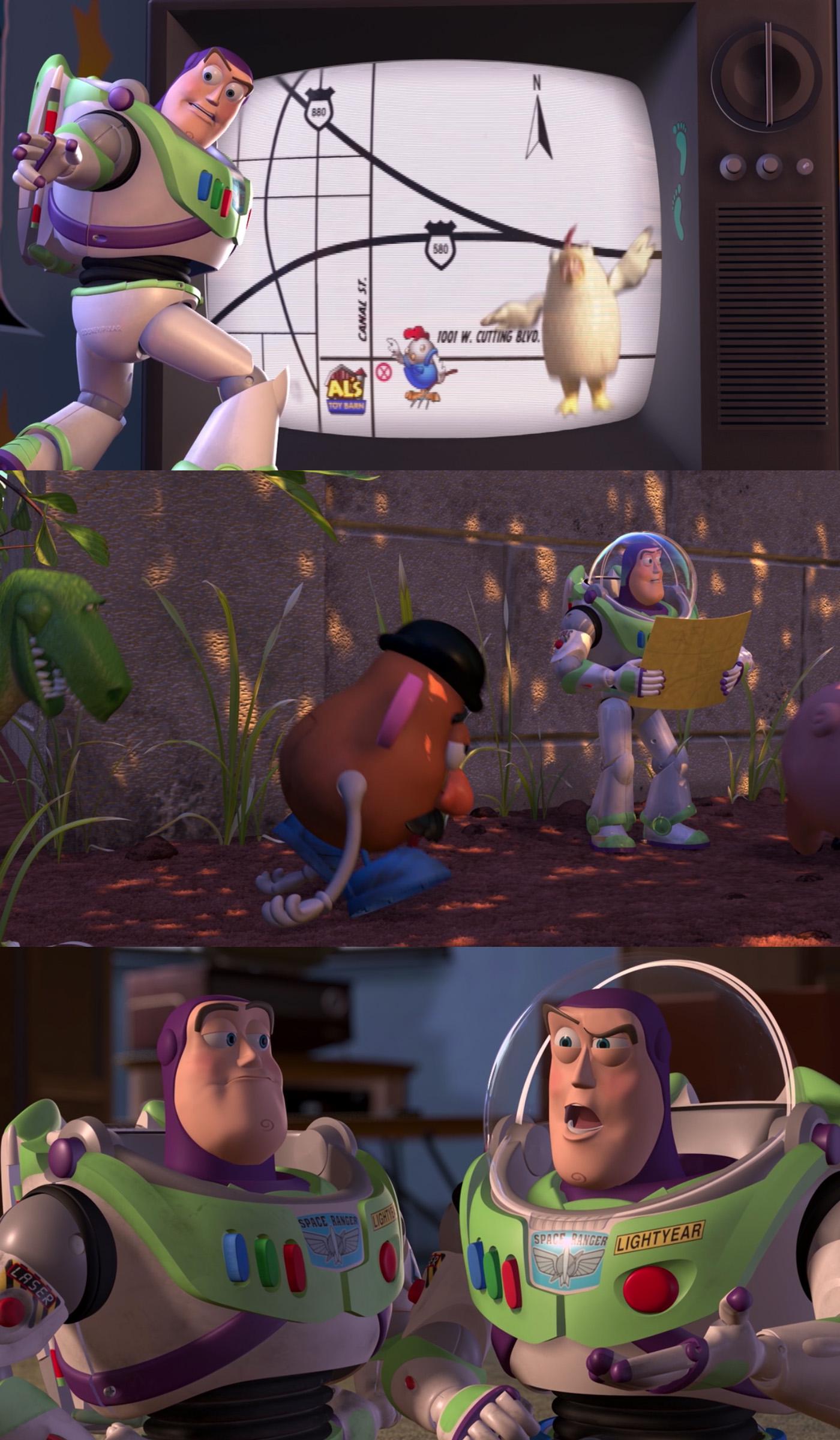 In Toy Story 2 (1999) the toys that travel to Al's Toy Barn get