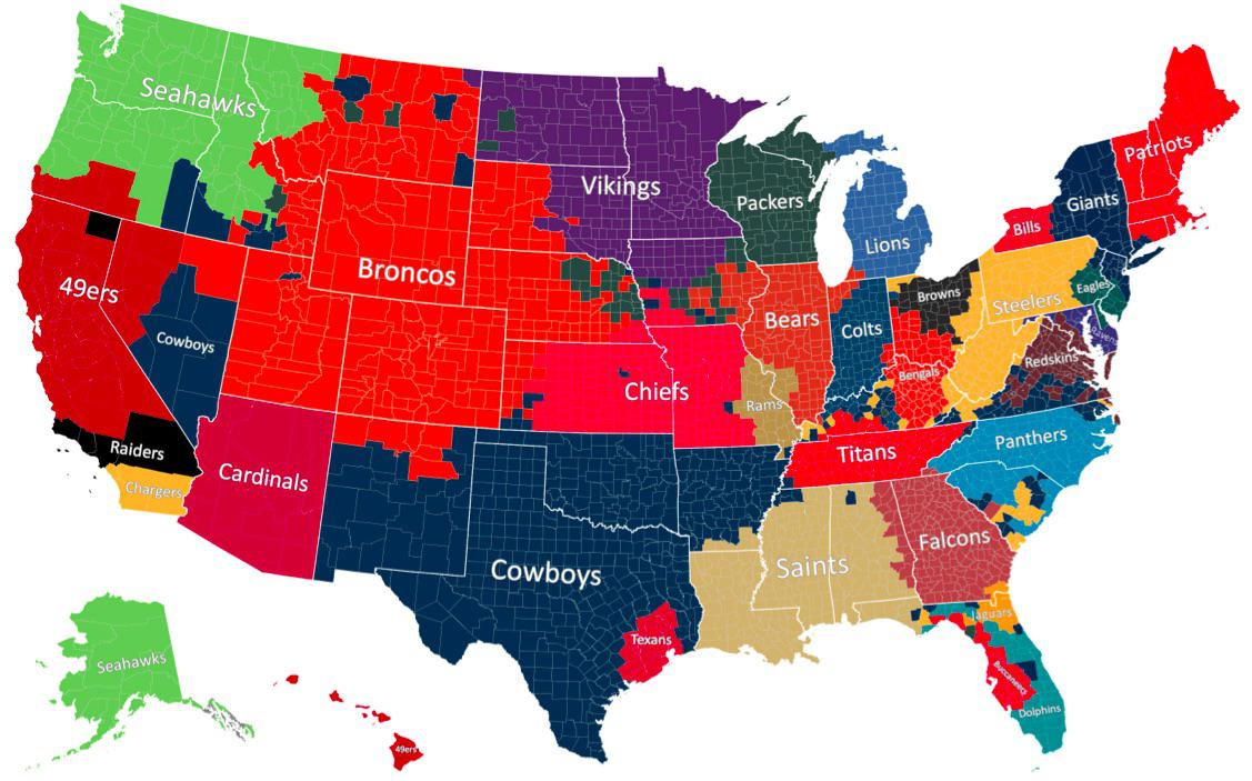NFL fandom by area. I’m not a huge American football fan but digging