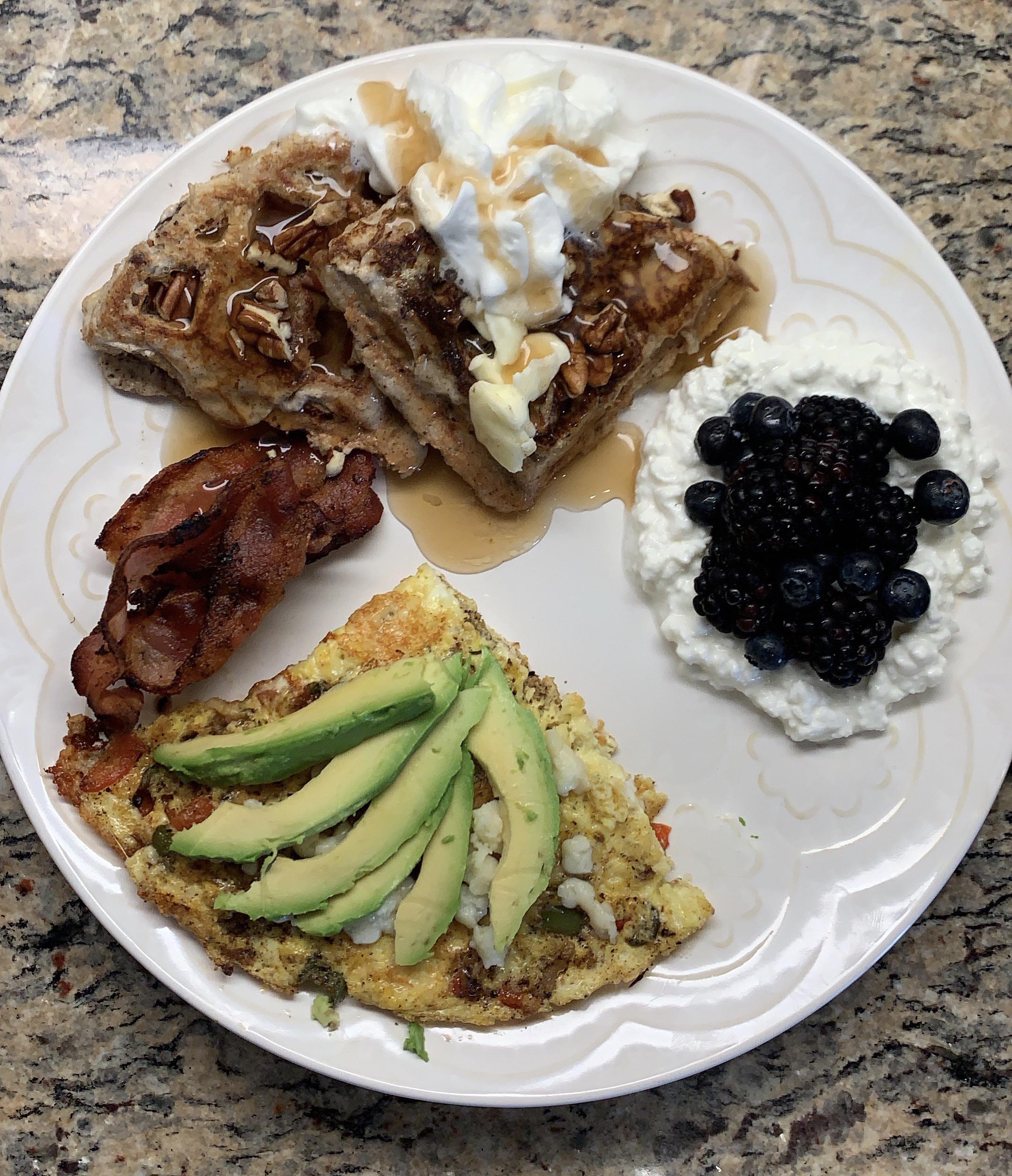 I made Keto French Toast Chaffles with a Mexican Inspired Omelette. r