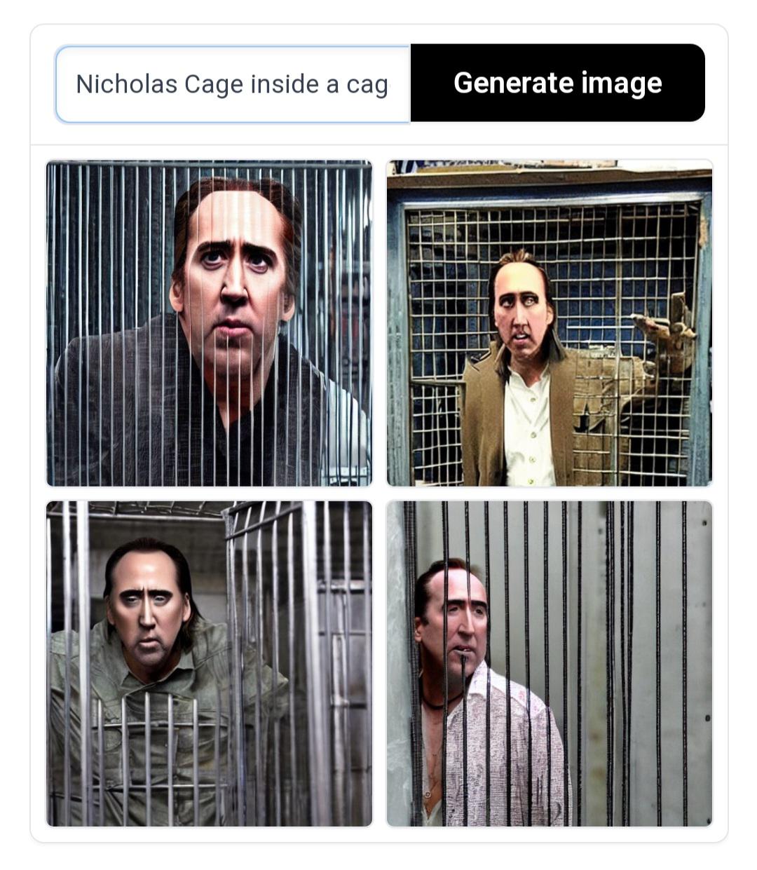 Nicholas Cage inside a cage r/weirddalle