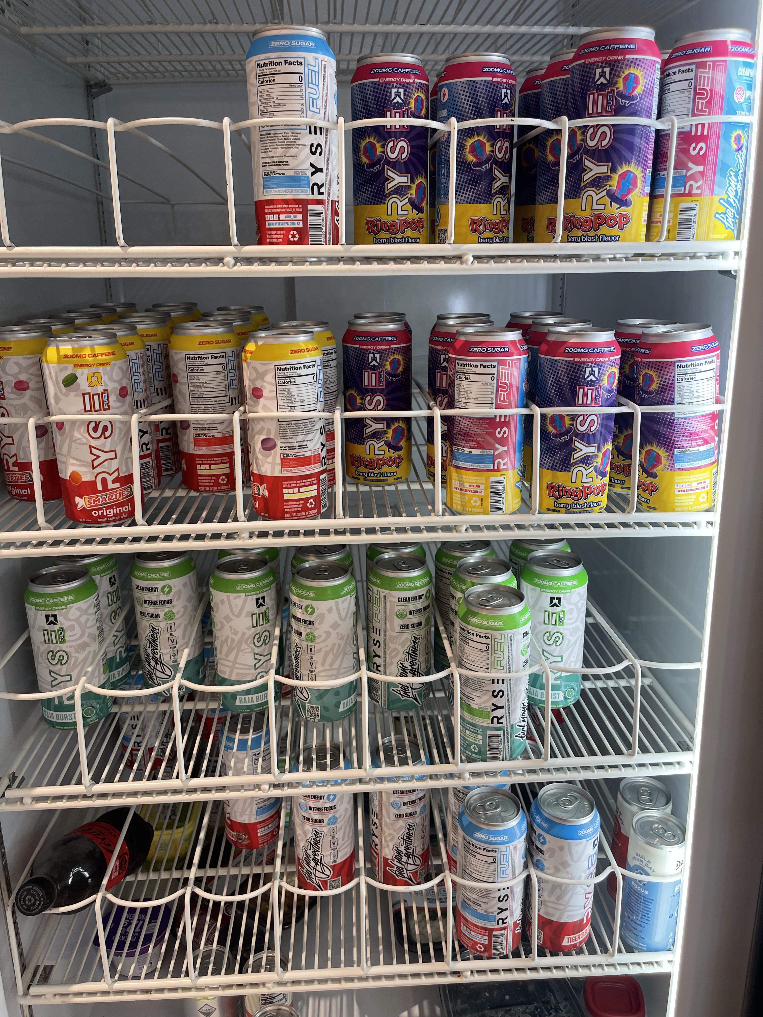 I have the BEST OFFICE fridge! Unlimited energy drinks! energydrinks