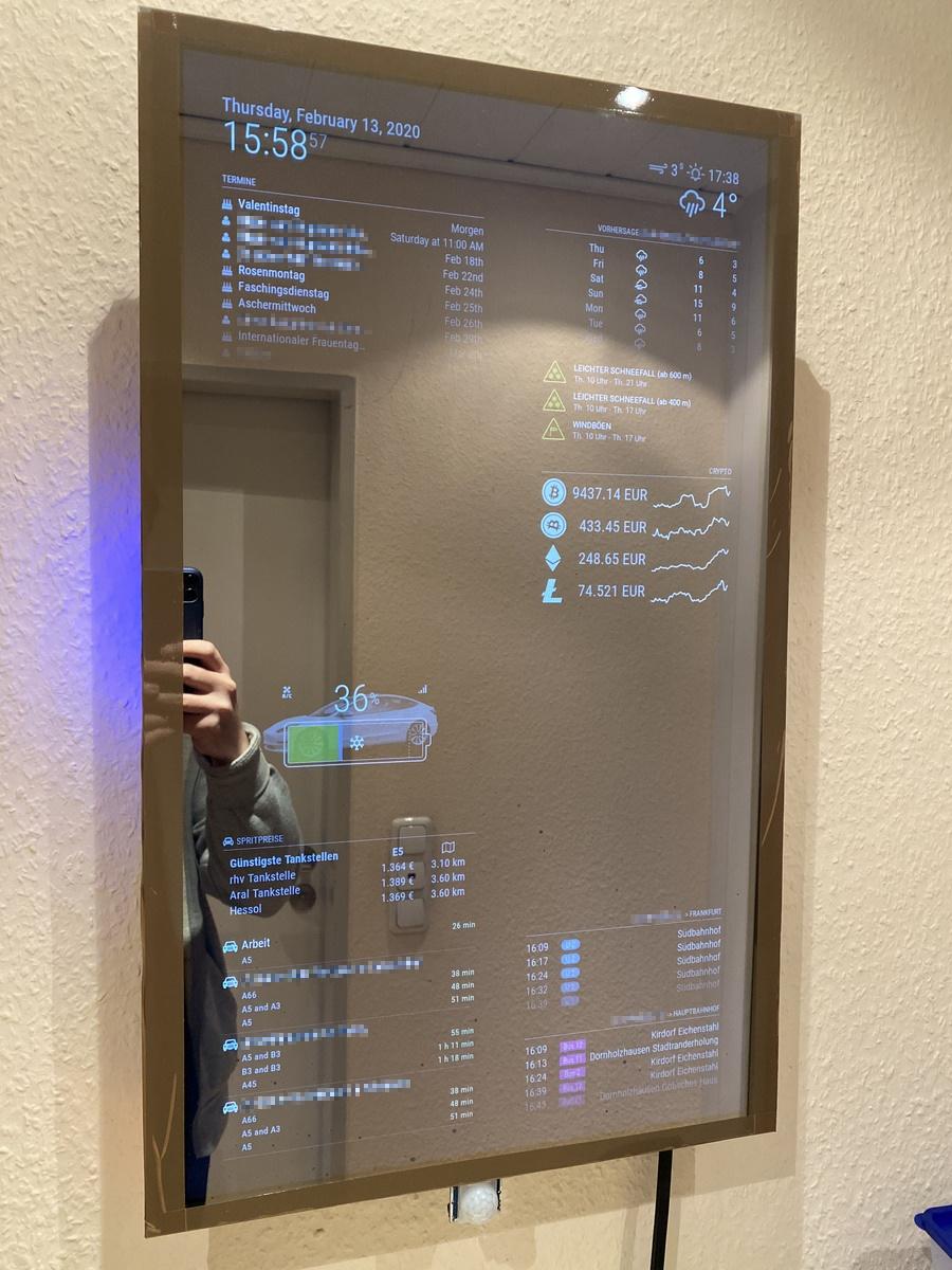 Integrated my Model 3 info into a smart mirror display. All important