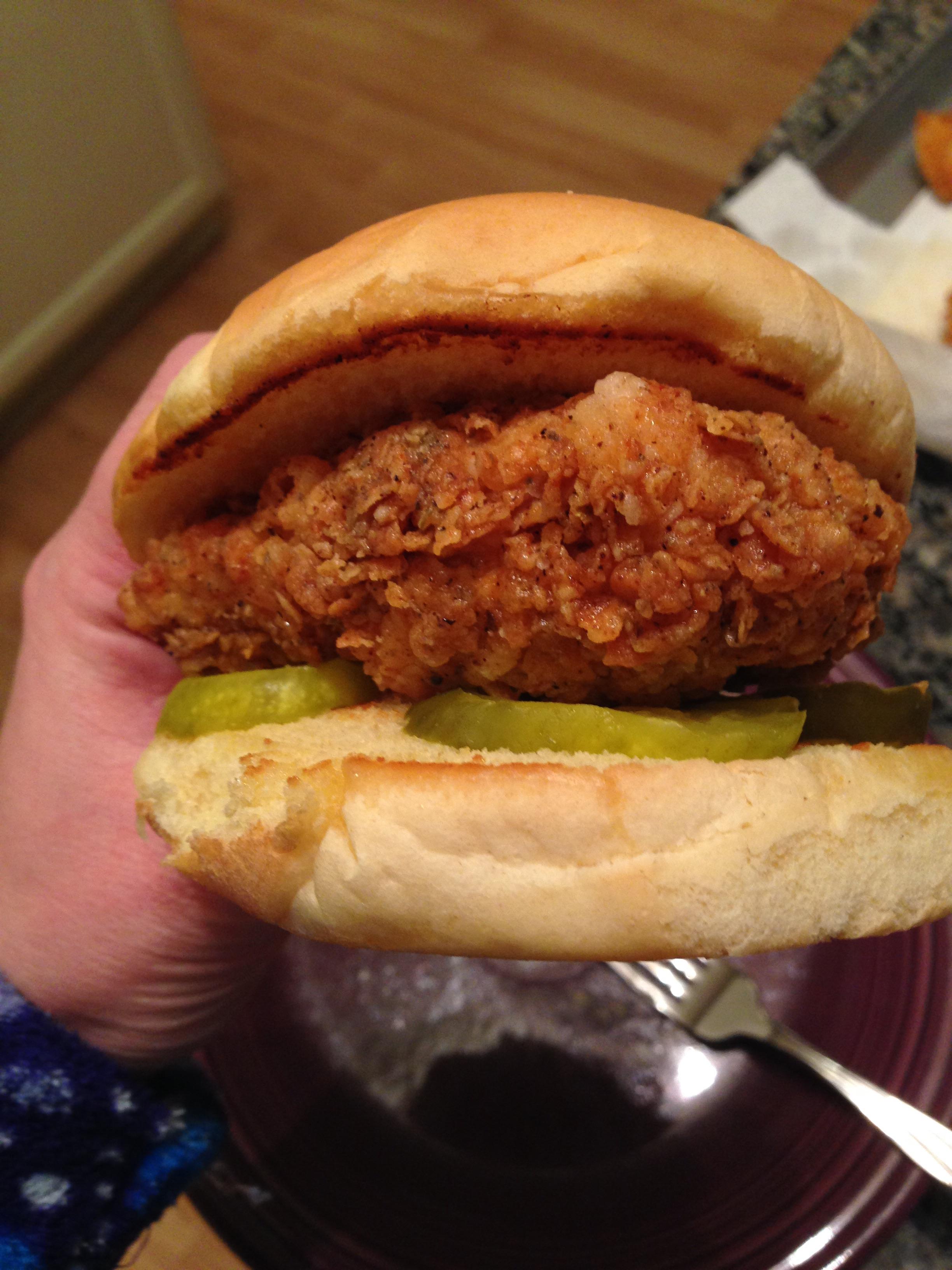 The imitation Chikfila sandwich! Goes great with the ooey gooey mac n