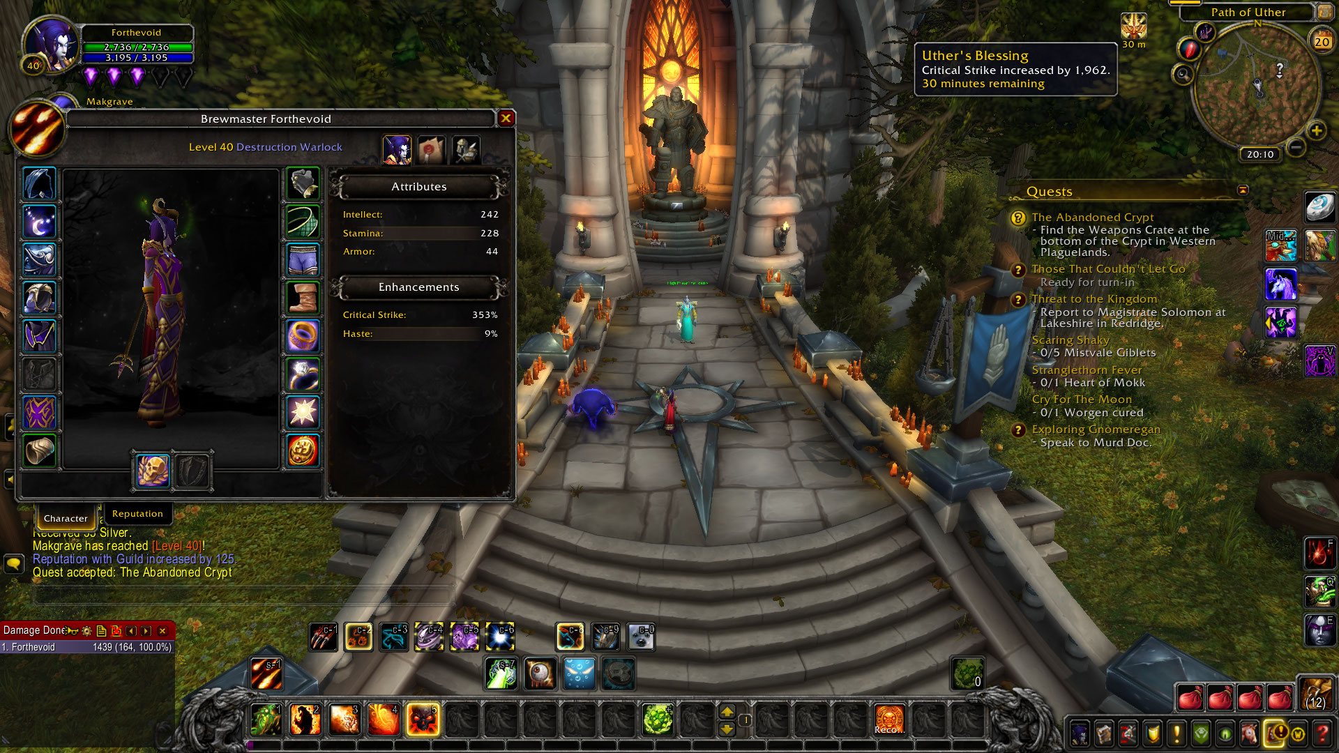 Doing the quest "Uther's Blessing" will grant you 1962