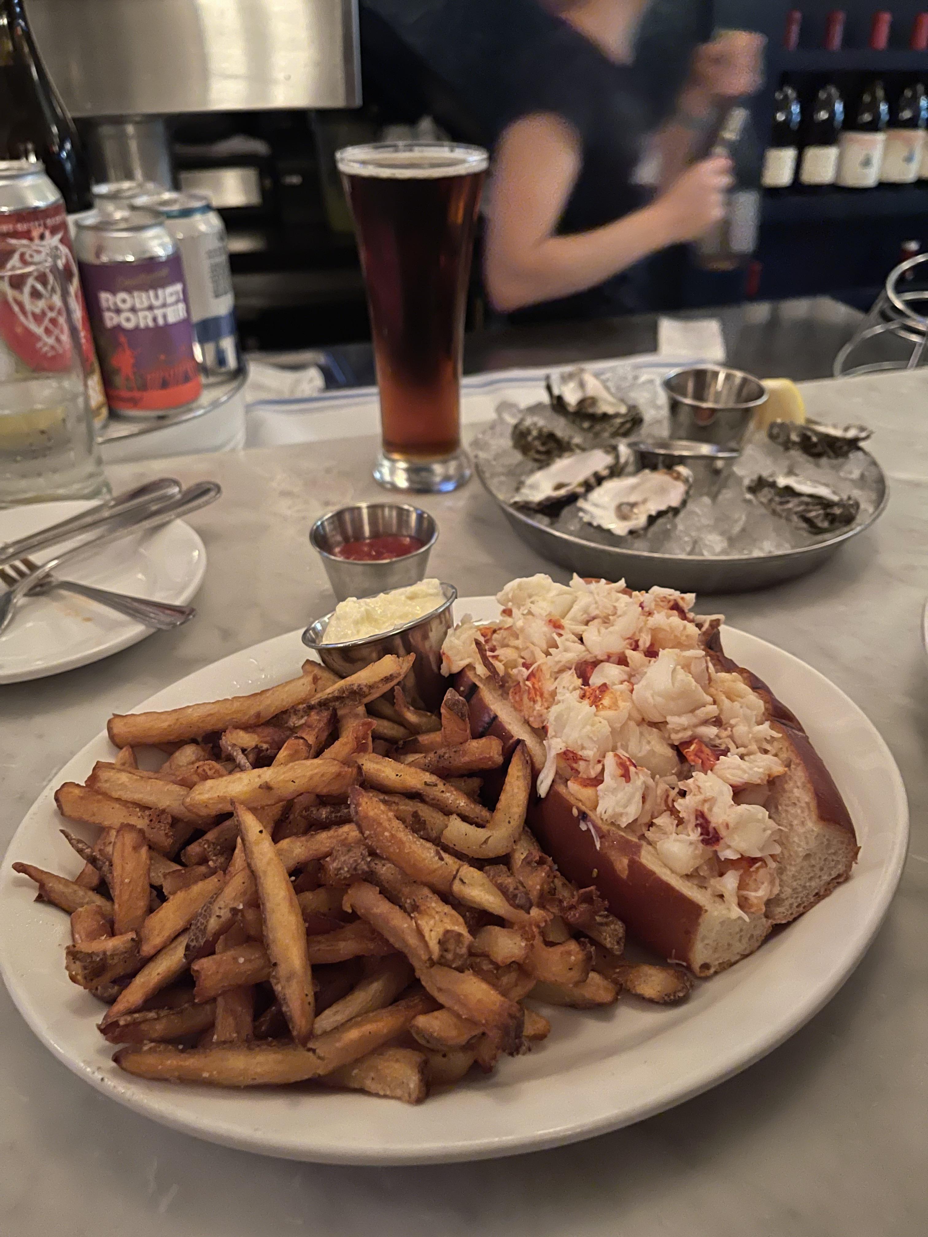 Lobster Roll. Bostons North End (Neptunes Oyster Bar) fries