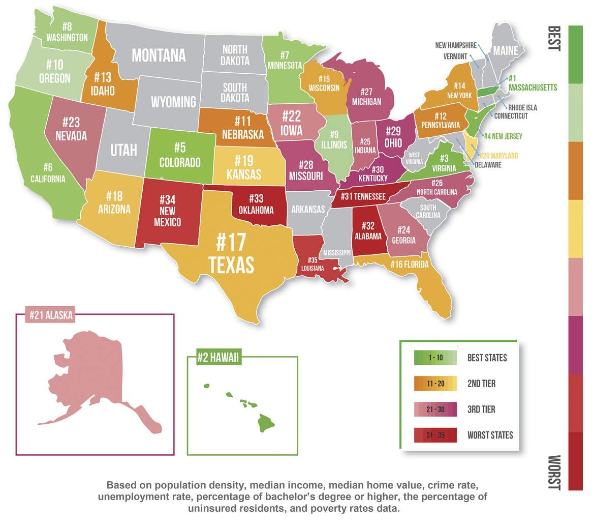 Best States to Live in the USA in 2019 MapPorn
