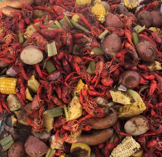 [Homemade] 34 lbs of crawfish boiled with sausage, potatoes, corn