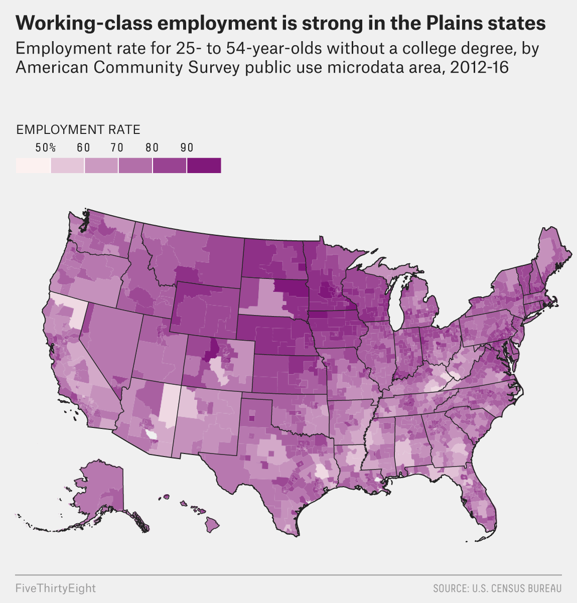 BlueCollar Employment in America r/MapPorn