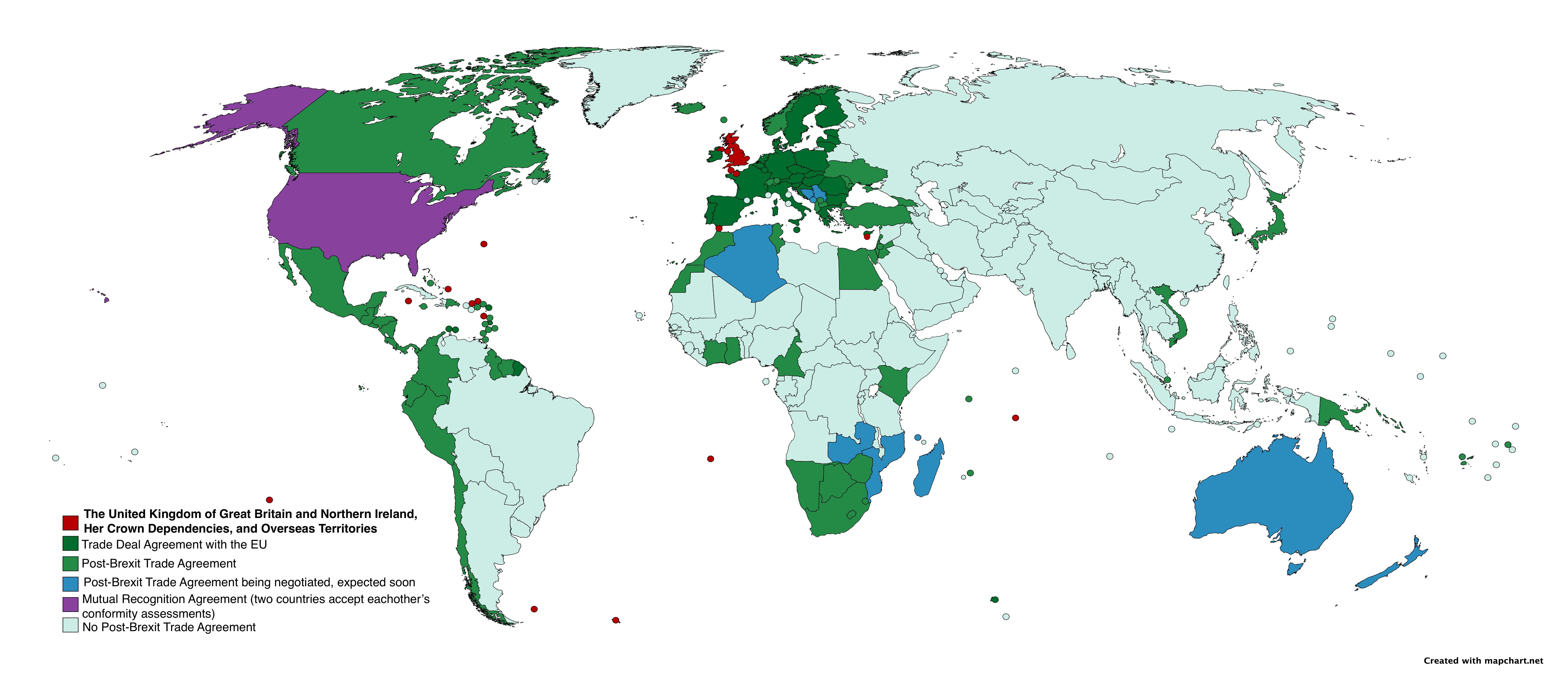 The UK's PostBrexit Trade Agreements r/MapPorn