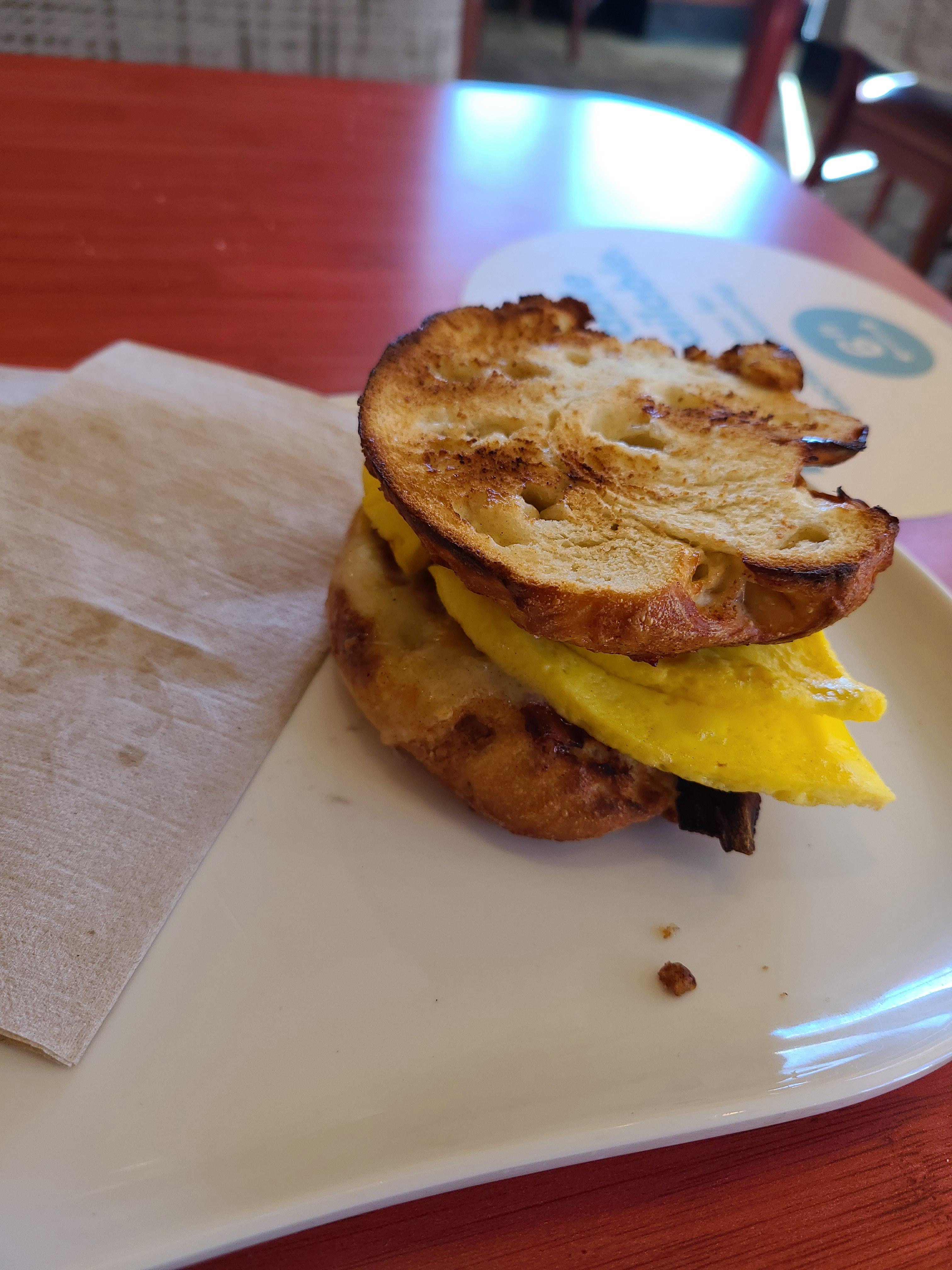 How about a cinnamon crunch bagel breakfast sandwich? r/Panera