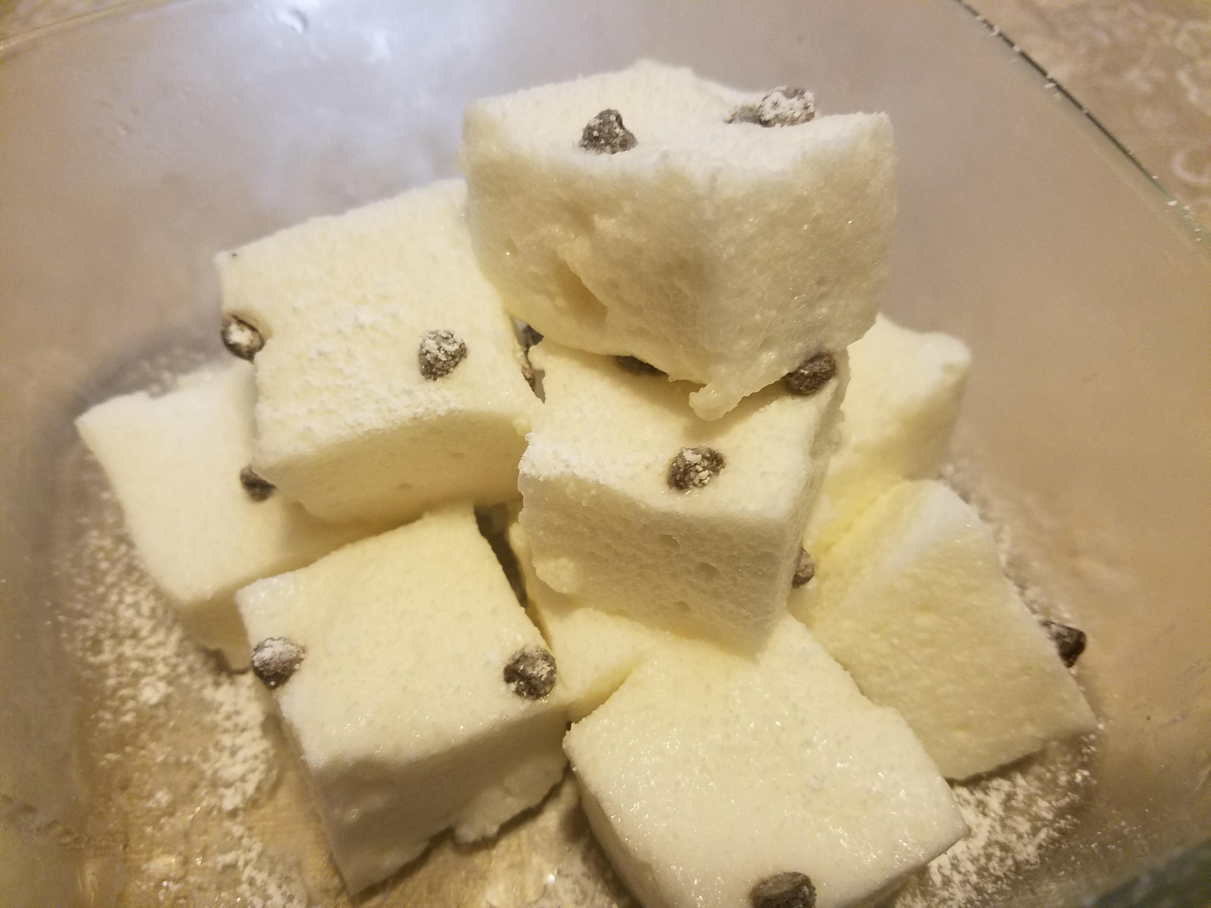 Fluffy chocolate chip marshmallows (made from egg whites). This entire