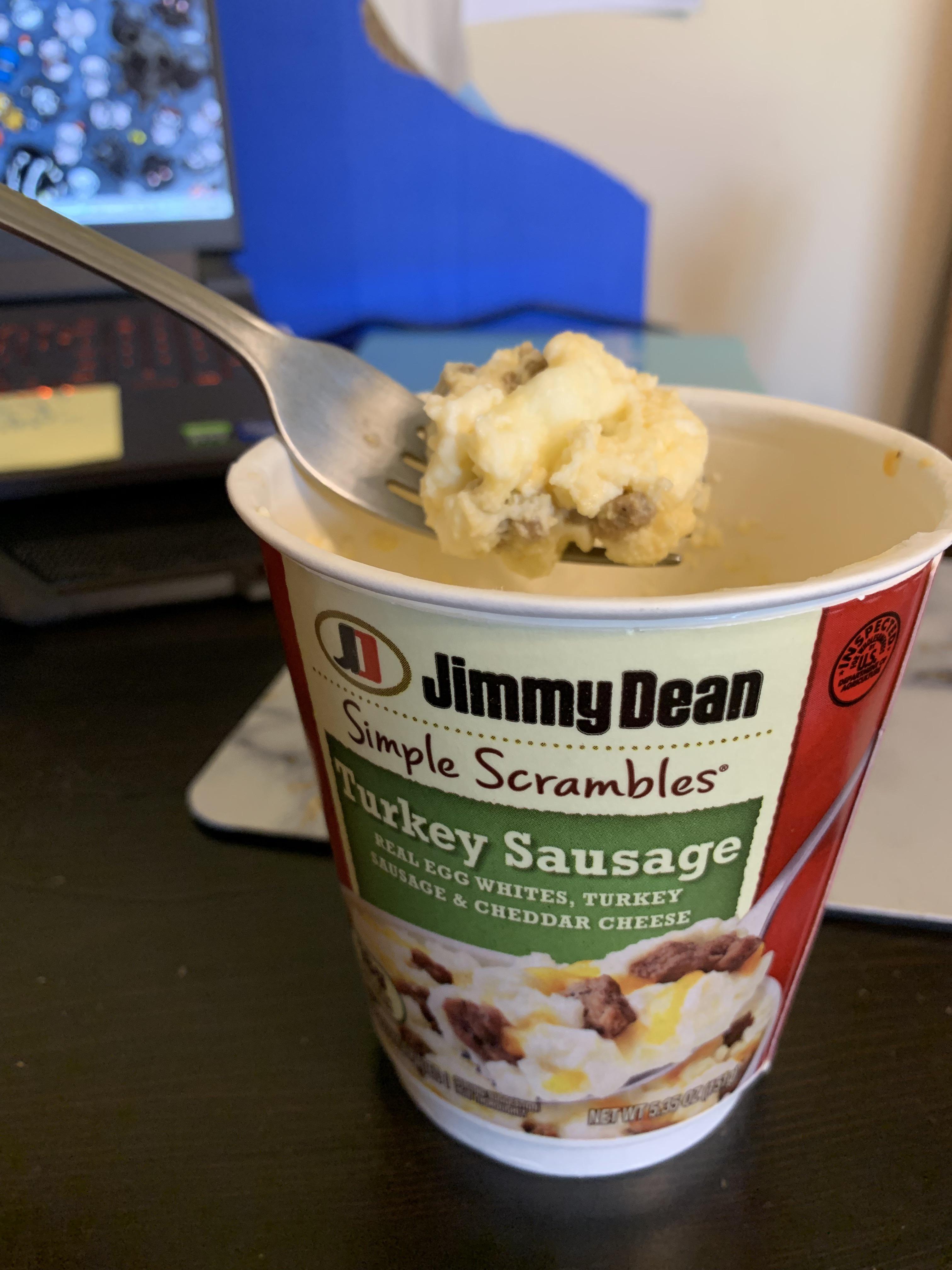 Jimmy Dean turkey sausage scramble. 150(!!!) calories for a hot
