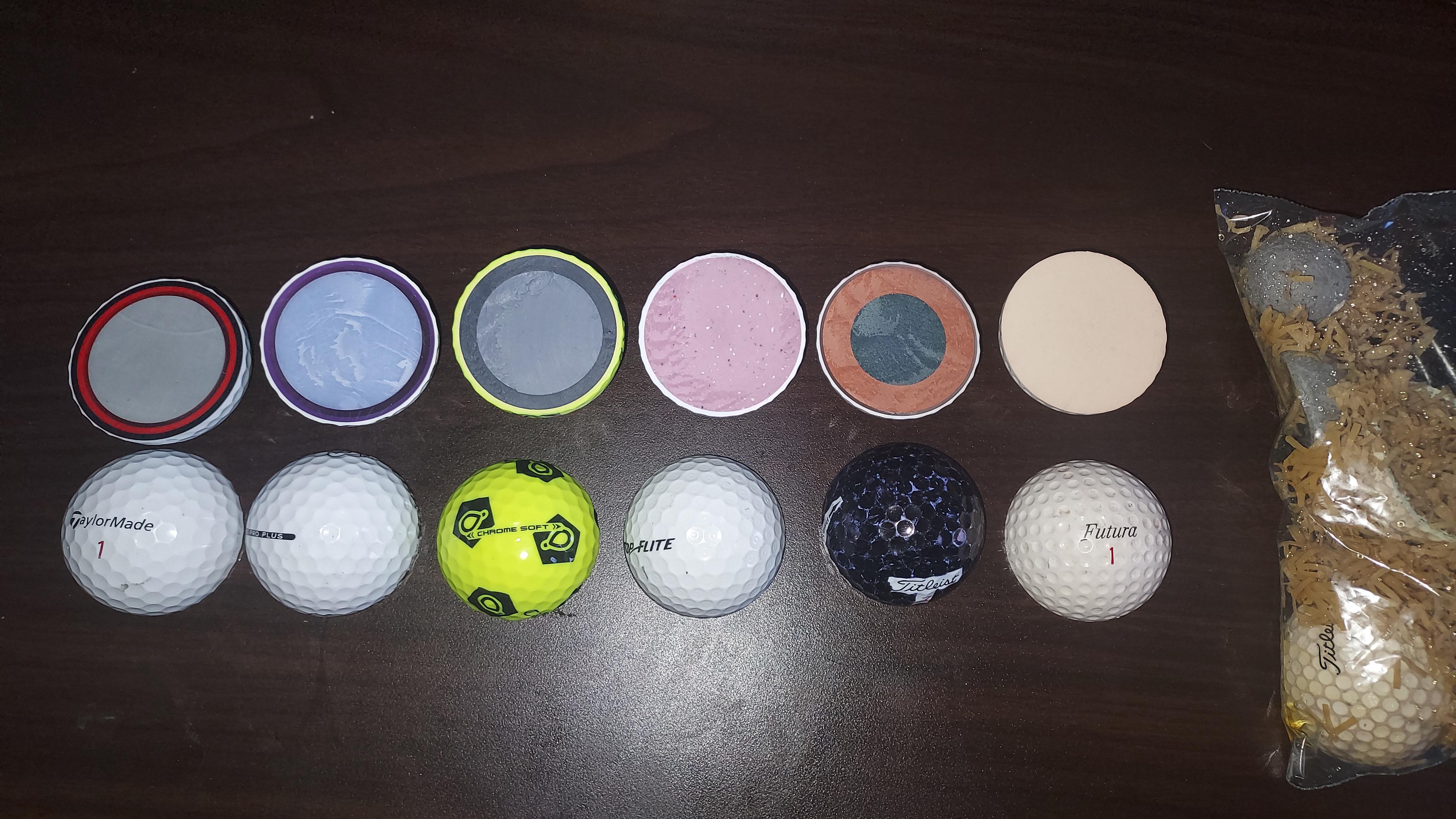 I cut seven different types of golf balls in half r/mildlyinteresting