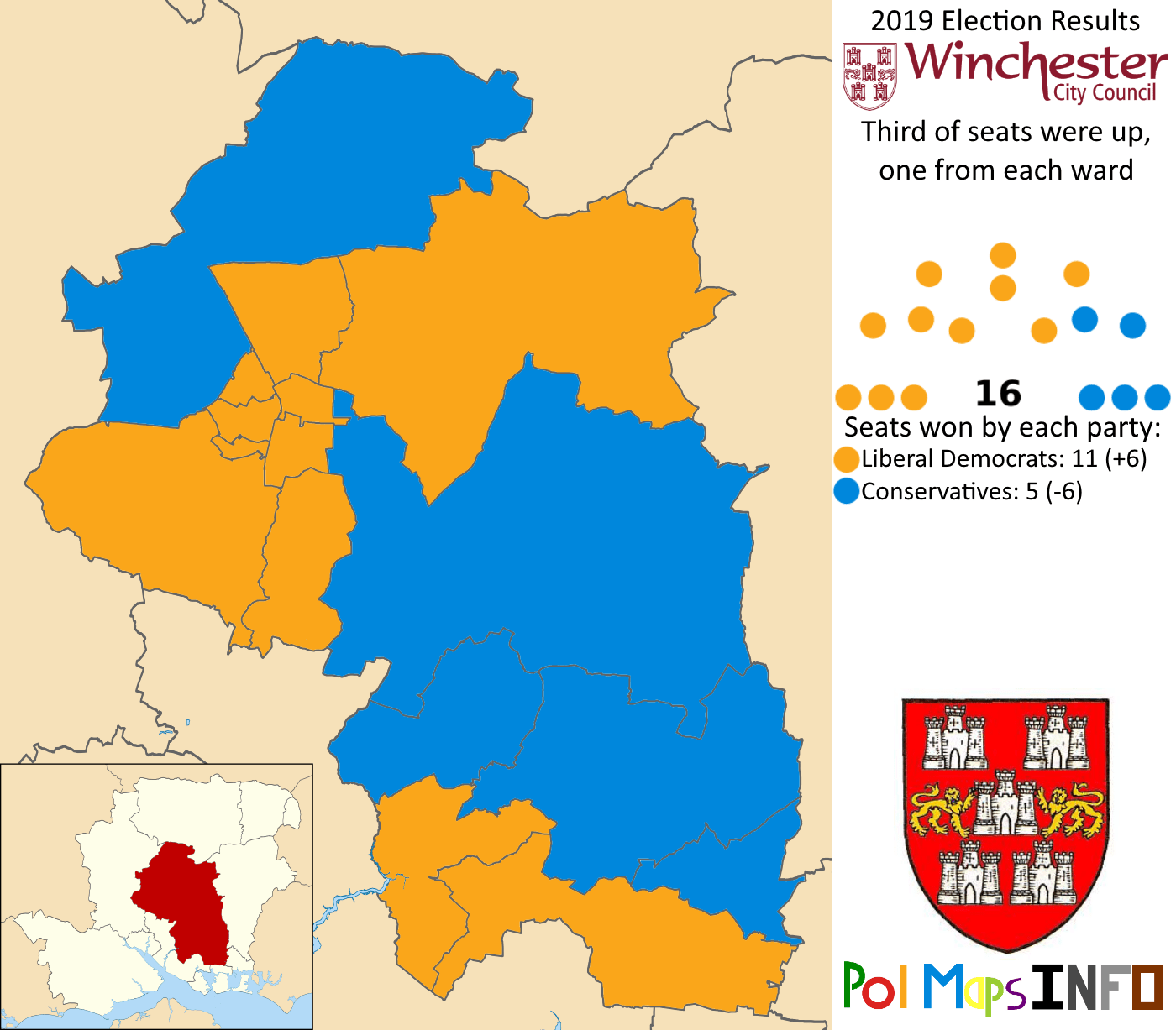 Winchester City Council, Hampshire, South East. 2019 Election Results