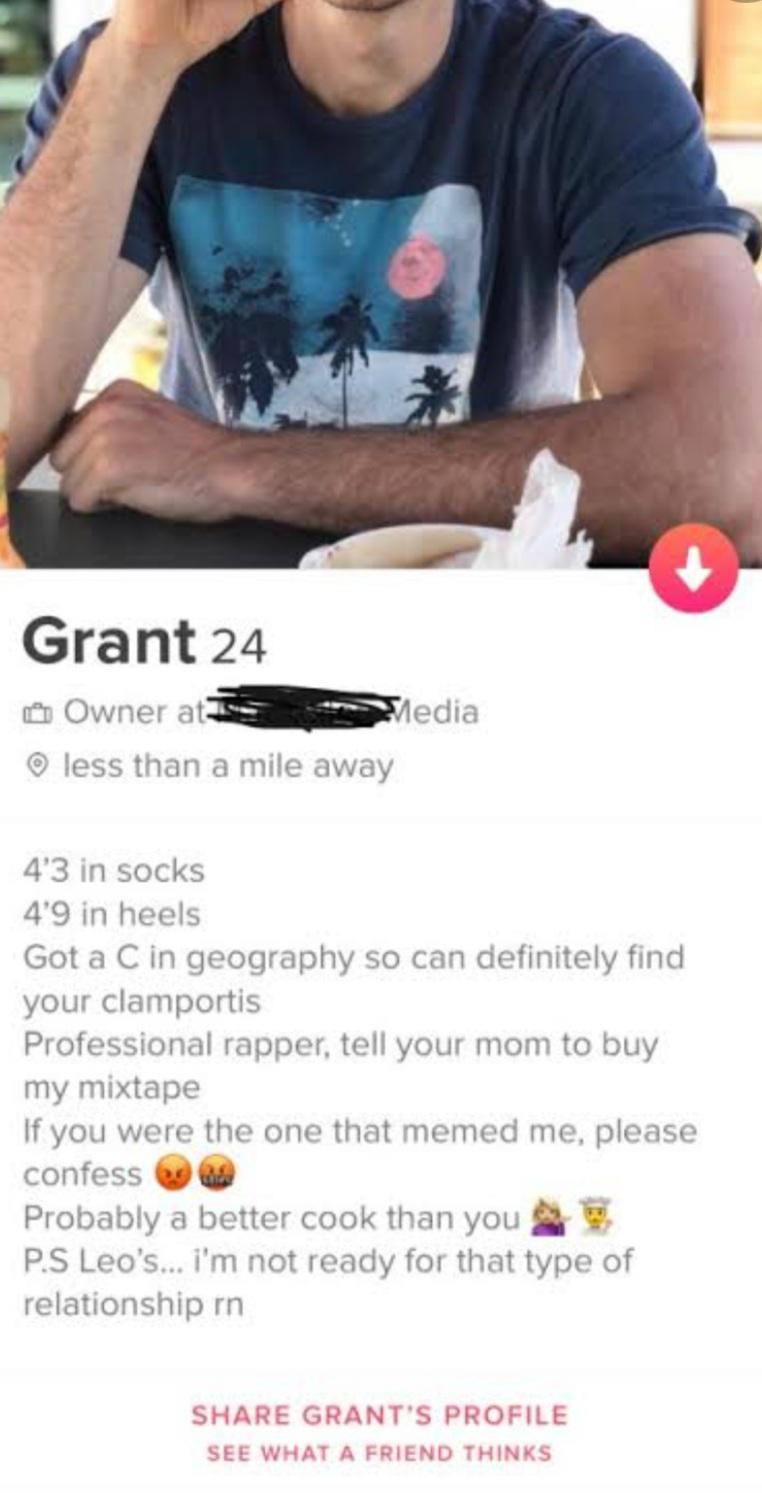 One of the funniest bios i have ever seen r/Tinder
