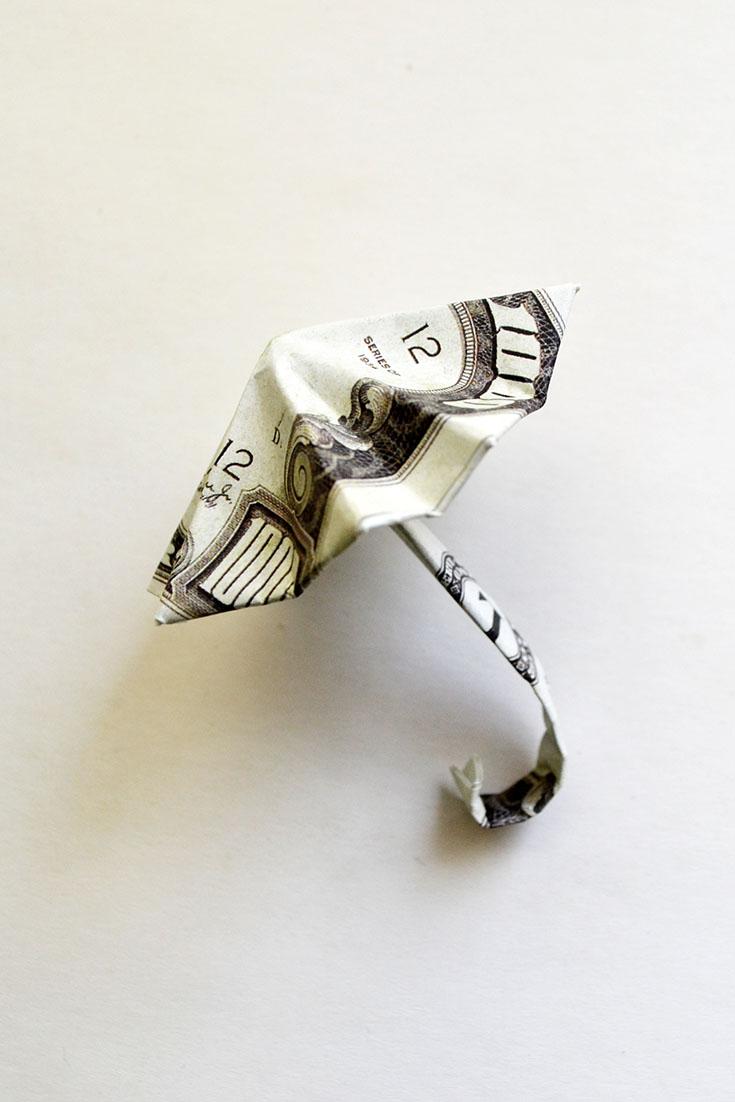 Money UMBRELLA Origami out of 2 Dollar bills Tutorial (I'm a designer