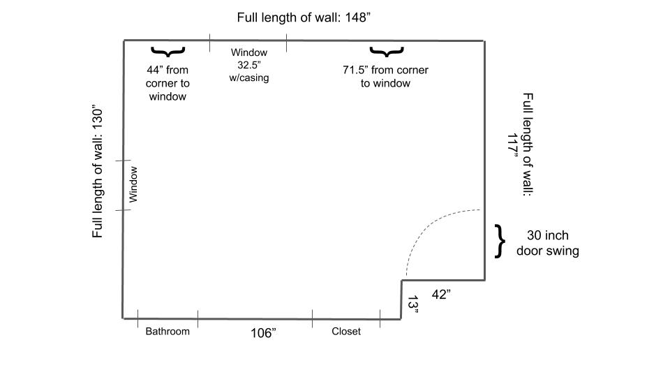 Trying to figure out how to fit a kind bed, 2 nightstands, and a