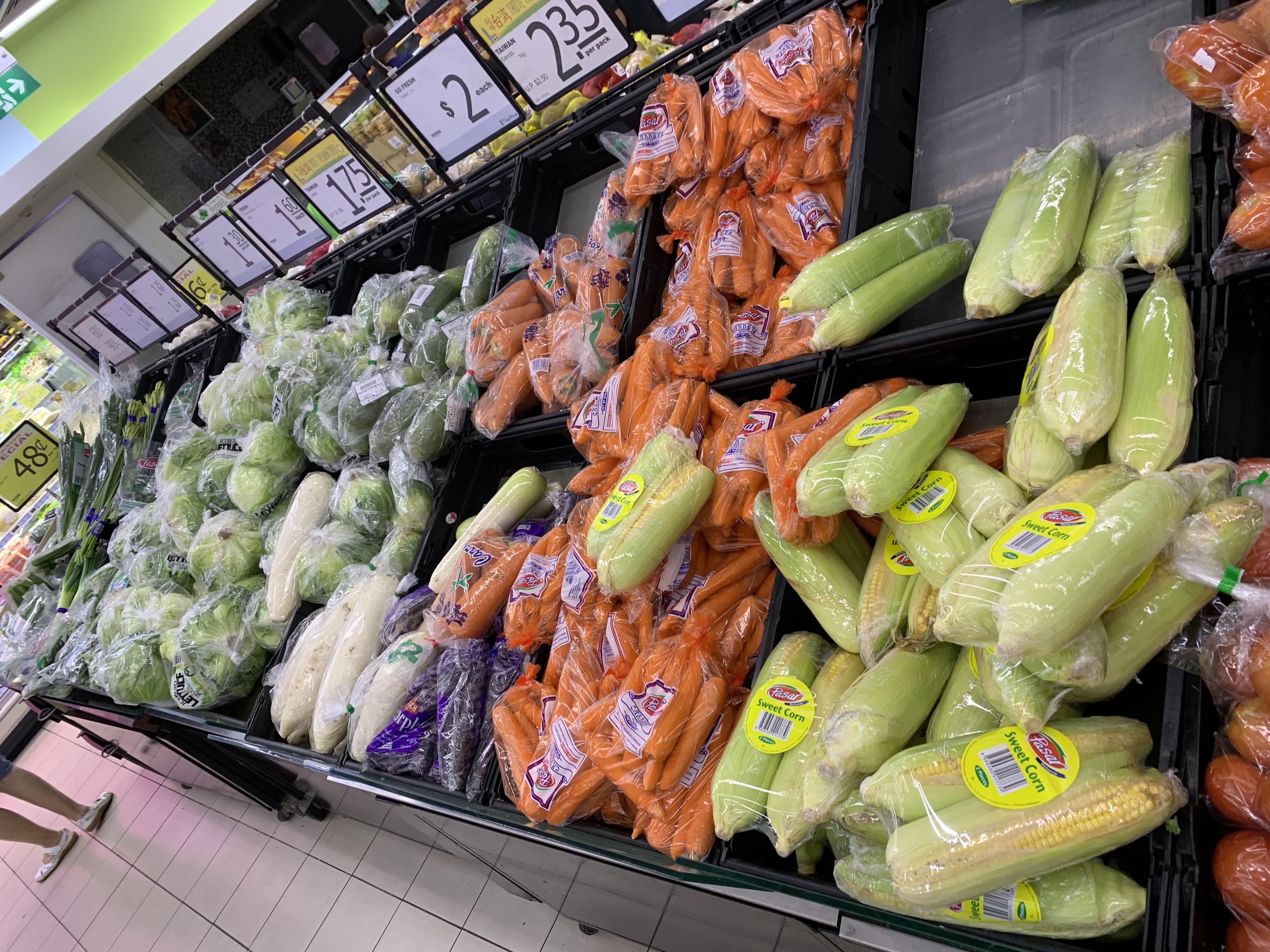 Every single piece of fruits and vegetable was wrapped in plastic r