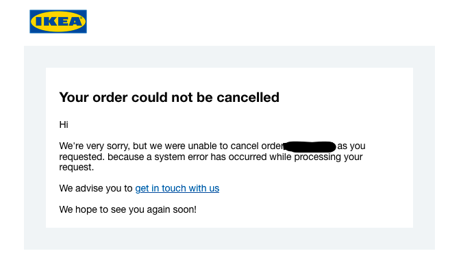 Cant even cancel my order. SMH. : r/IKEA