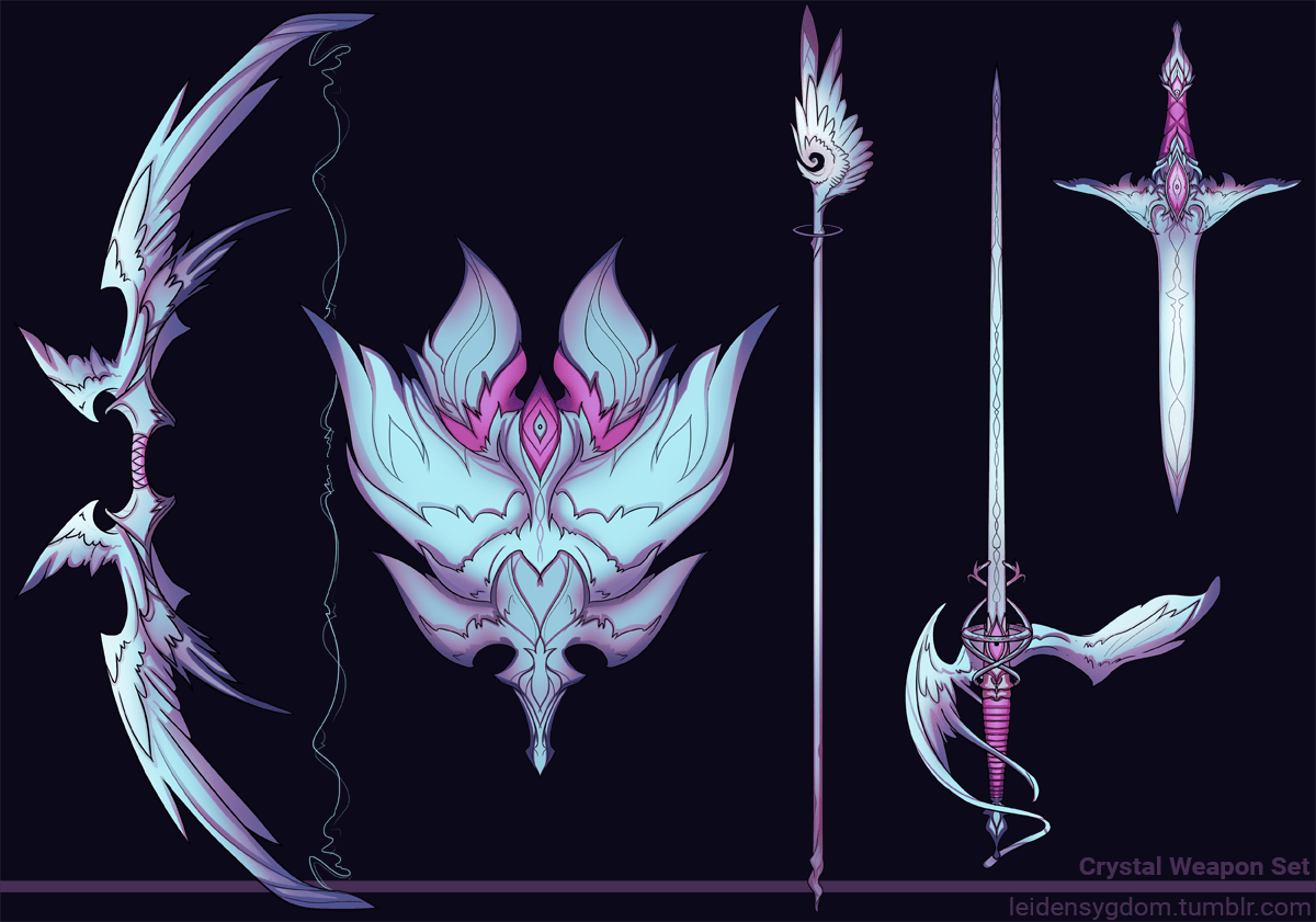 [OC] [Art] Set of crystal weapons for a Pact of the Blade kalashtar