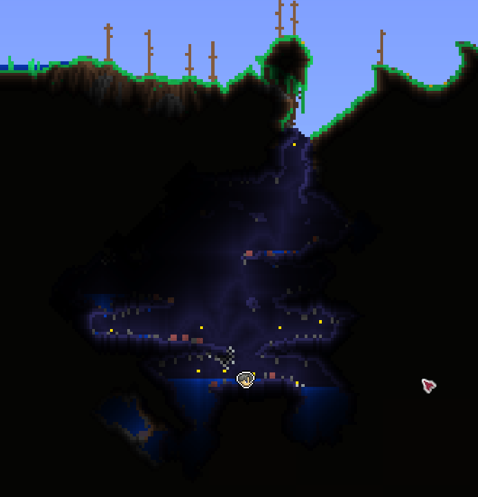 The world gen has generated a surface granite biome. Terraria