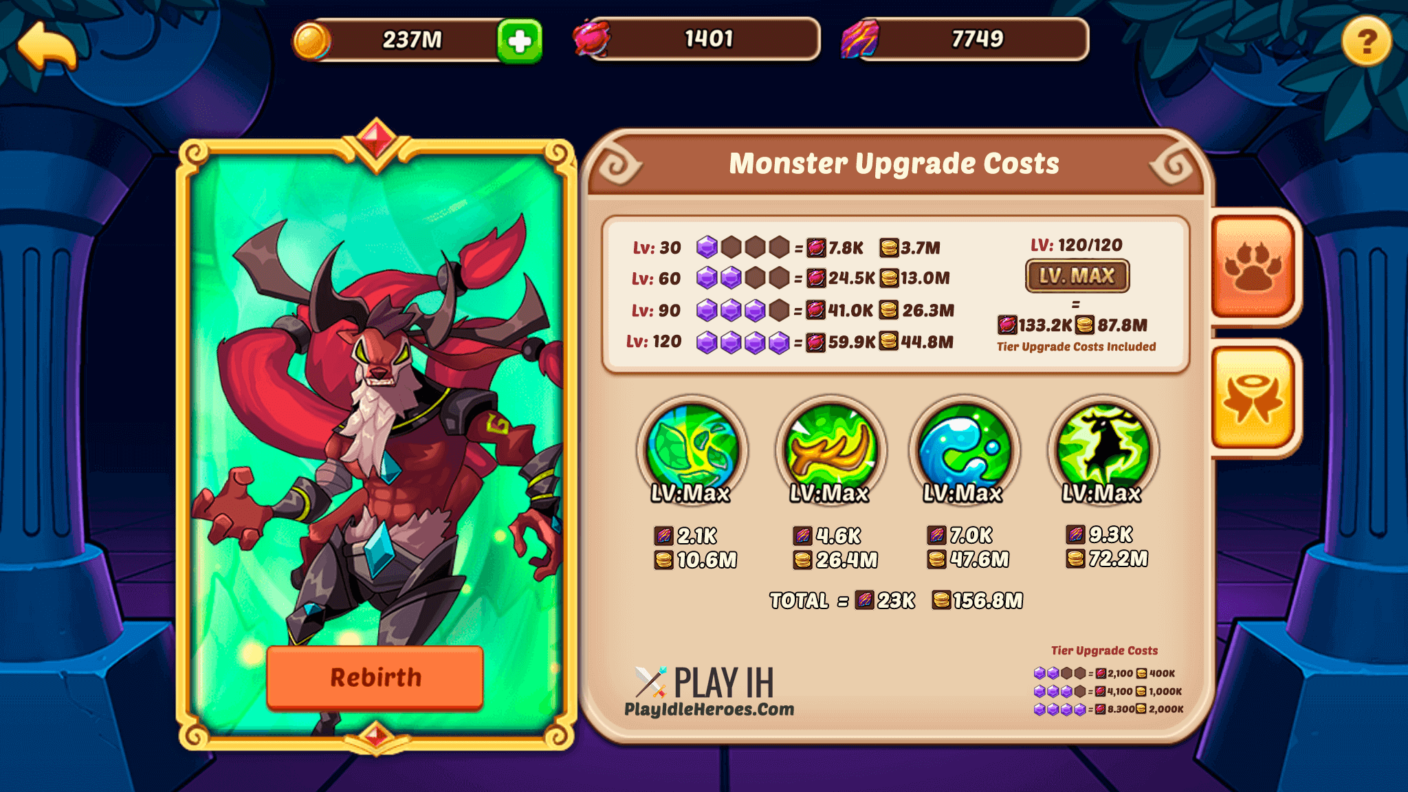 [Infographic] Monster/Pet Upgrade Costs (Updated) r/IdleHeroes
