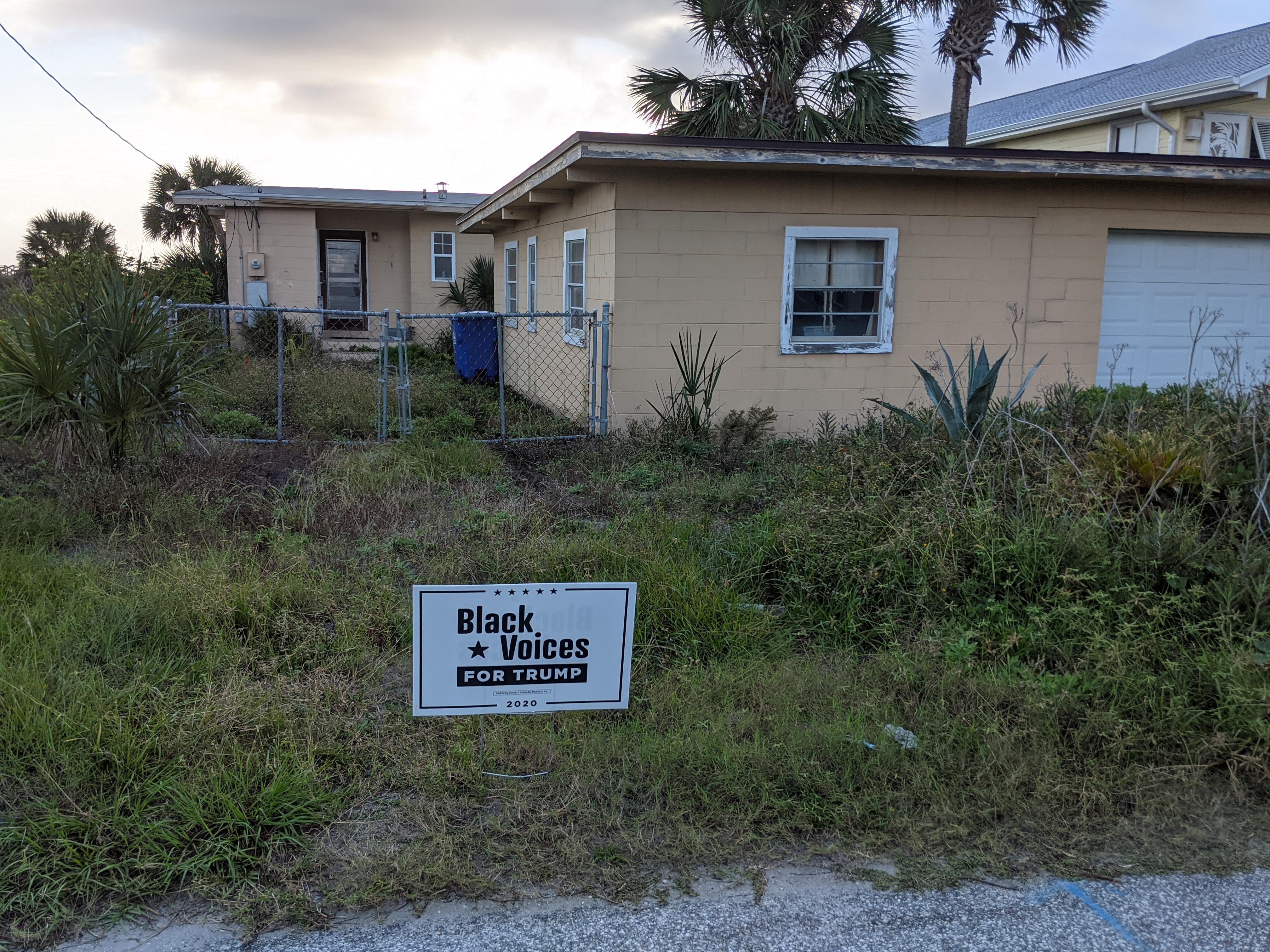 "Black Voices for Trump" sign in front of Martin Luther King house r