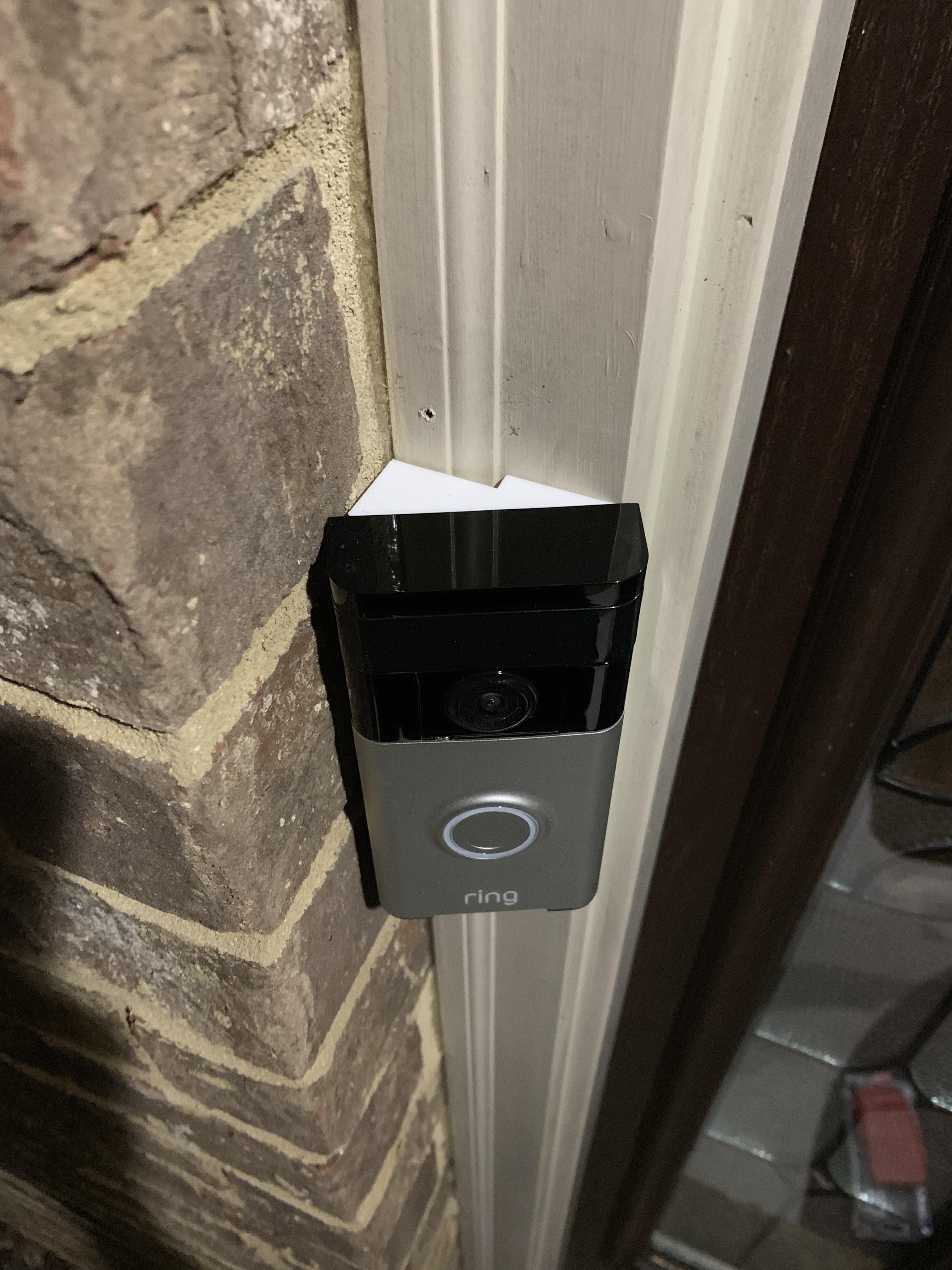 Ring doorbell mounting plate. Printed in PETG since it’s in direct