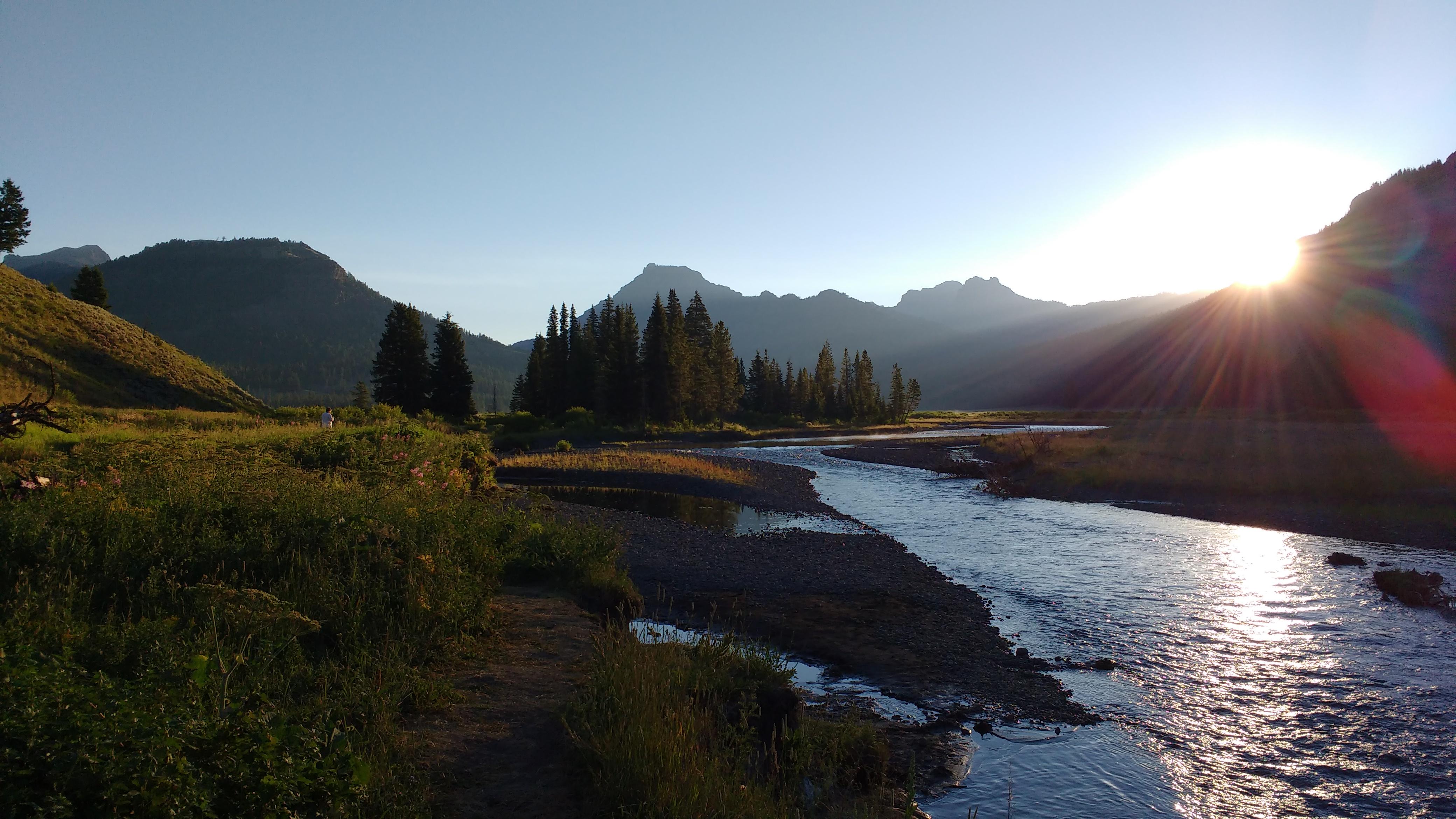 Hazy morning by the river Yellowstone National Park [OC] [4160x2340