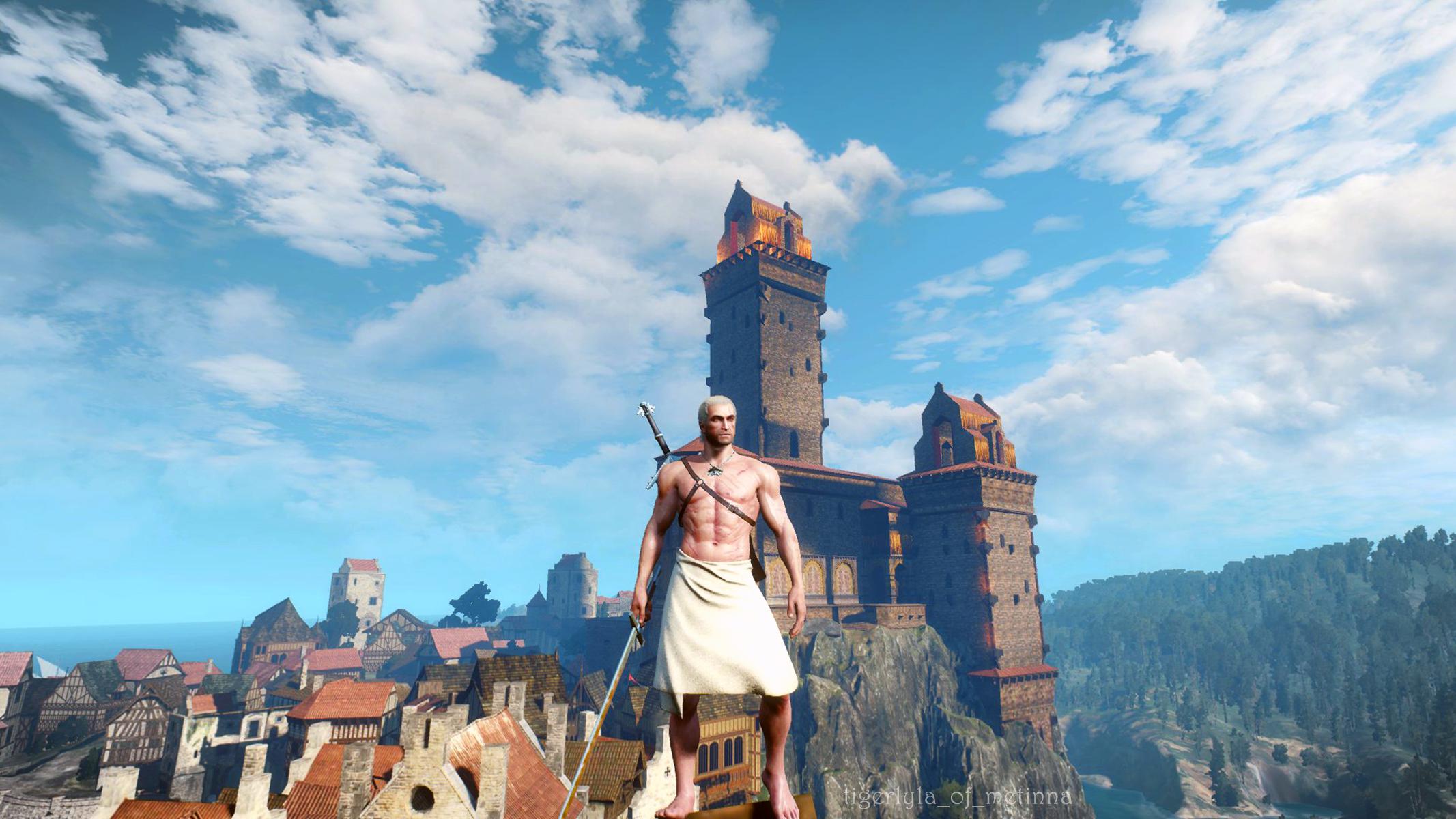 On the rooftops of the Temple Isle in a towel. Source https//www