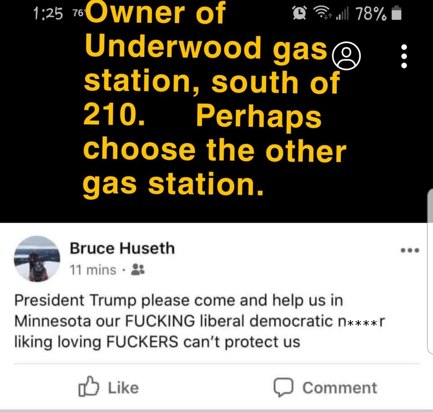 There are 2 gas stations in Underwood. Probably better use the 1 on the