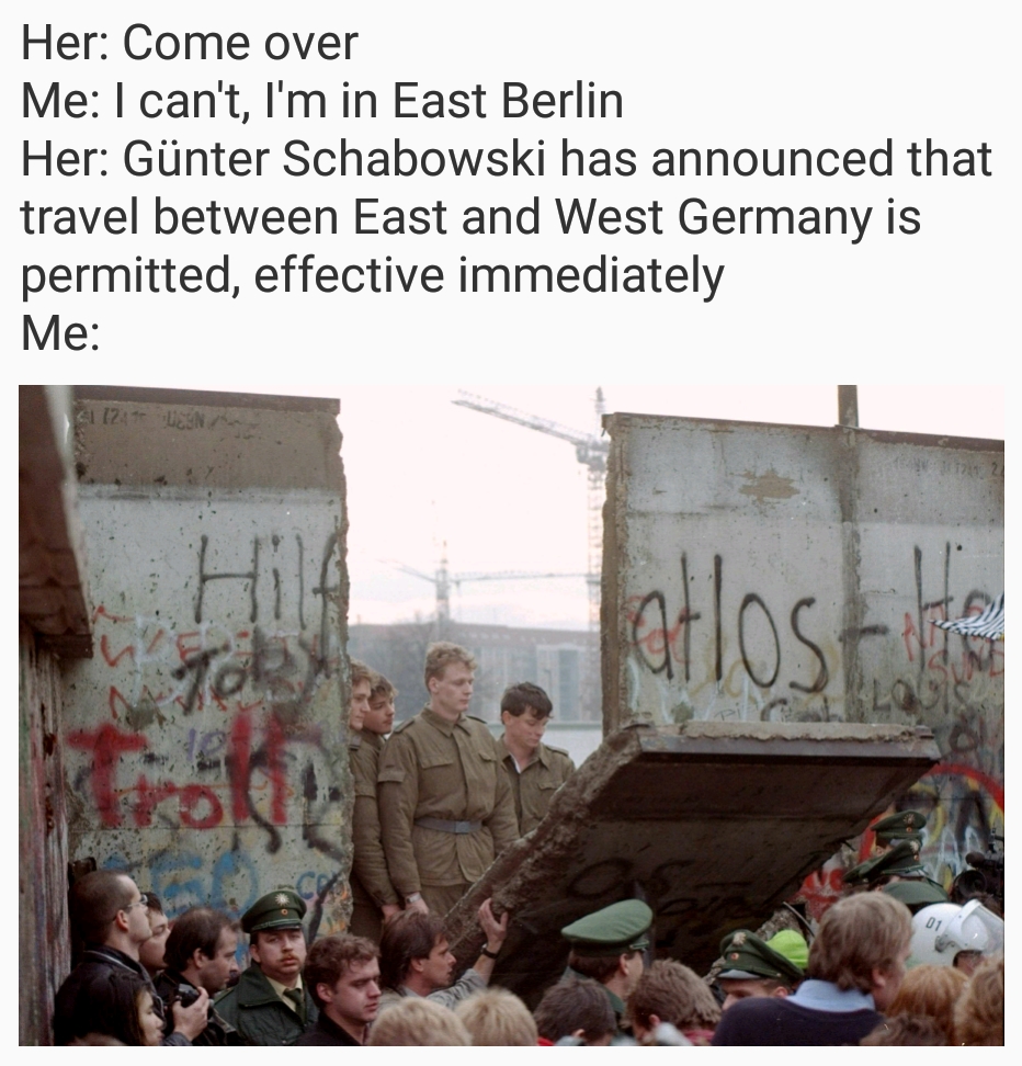 Today is the 30th anniversary of the fall of the Berlin Wall r