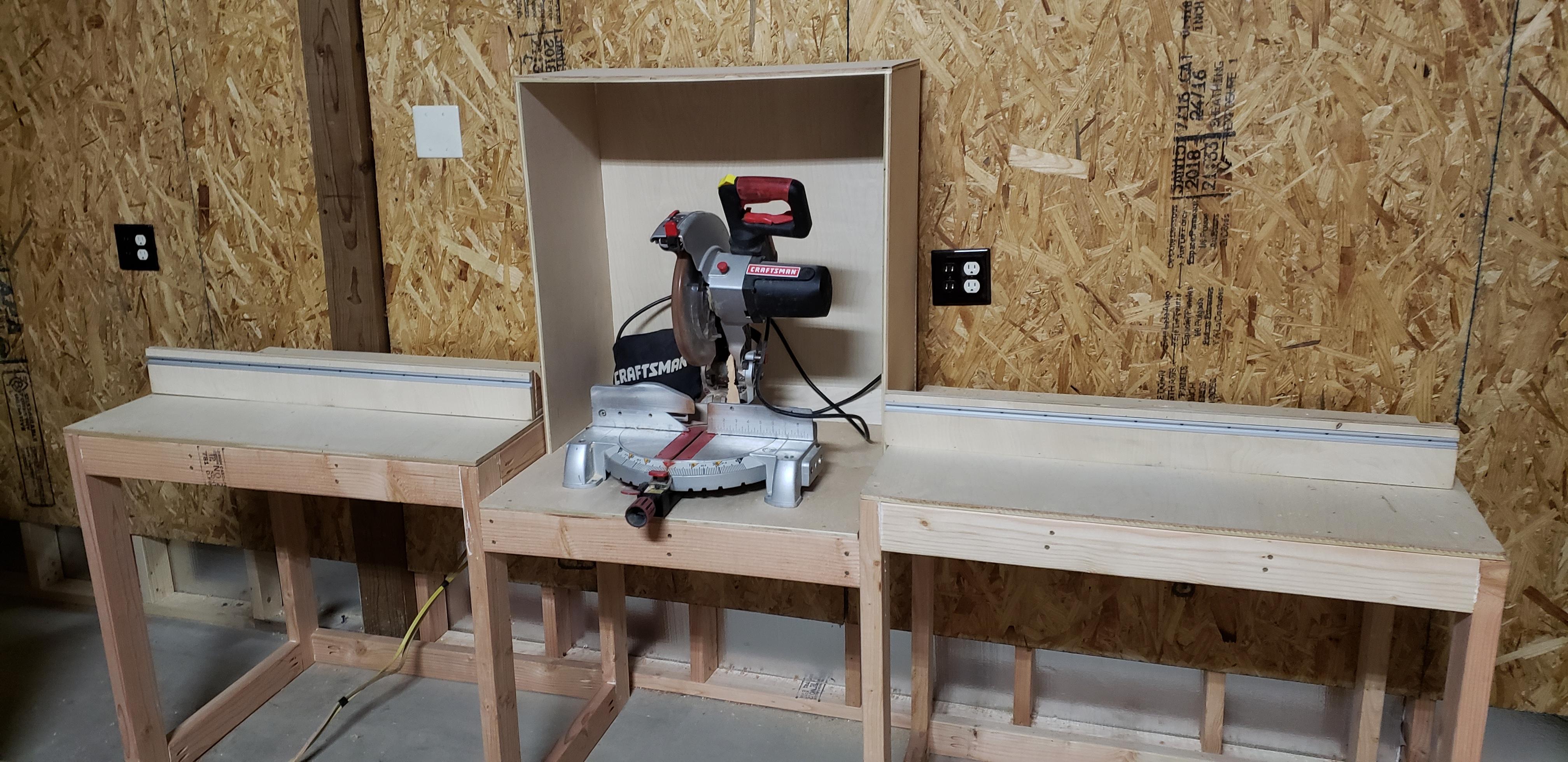 Miter saw station. A very functional addition to the shop. Used a Krag
