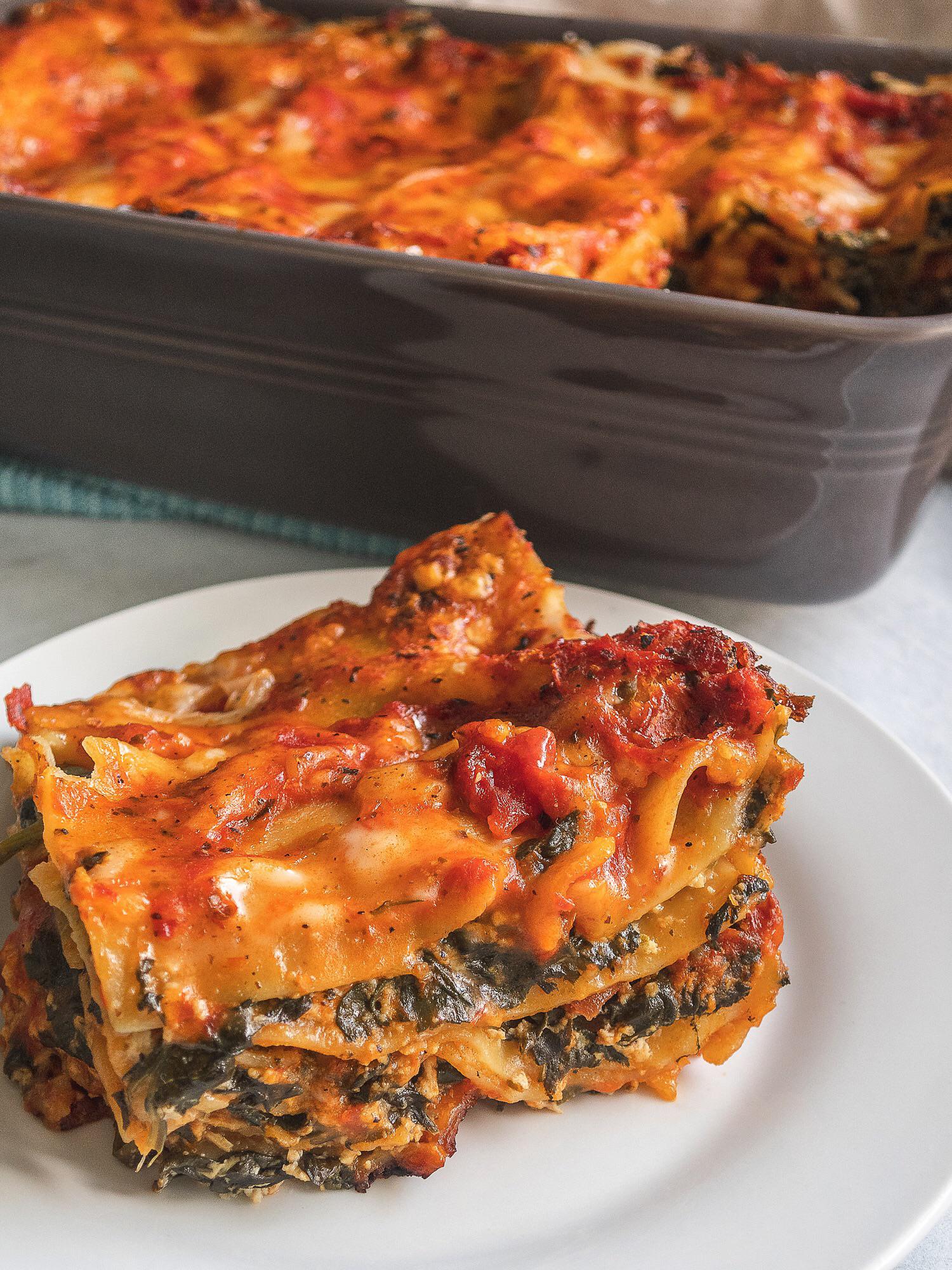 Vegan Spinach Lasagna with Tofu Ricotta. Freezerfriendly and easy to